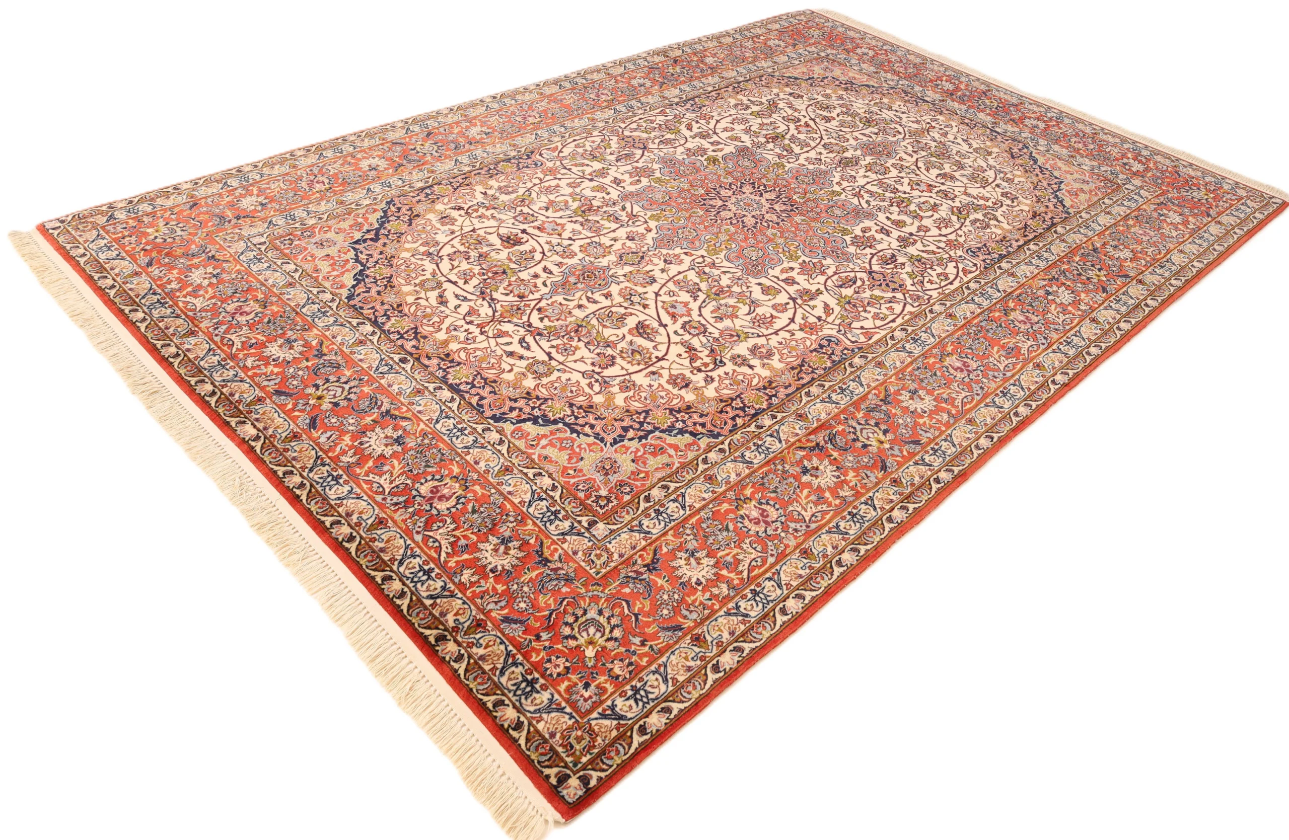 Hand-Knotted Isfahan Persian Rug, 298 × 198 cm, Wool & Silk - Image 6