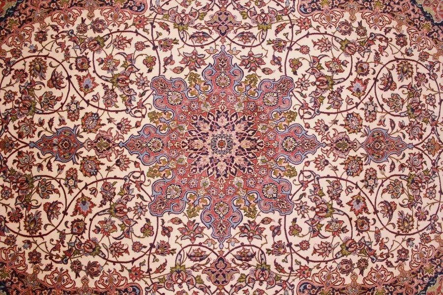 Hand-Knotted Isfahan Persian Rug, 298 × 198 cm, Wool & Silk - Image 8
