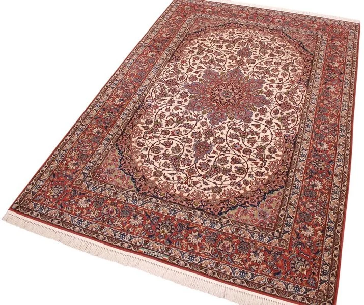 Hand-Knotted Isfahan Persian Rug, 298 × 198 cm, Wool & Silk - Image 9