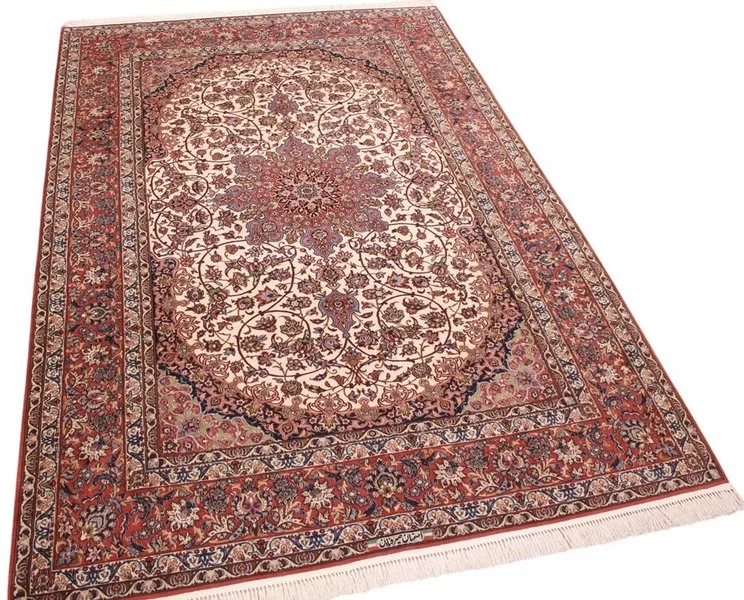 Hand-Knotted Isfahan Persian Rug, 298 × 198 cm, Wool & Silk - Image 10