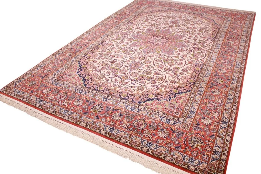 Hand-Knotted Isfahan Persian Rug, 298 × 198 cm, Wool & Silk - Image 11