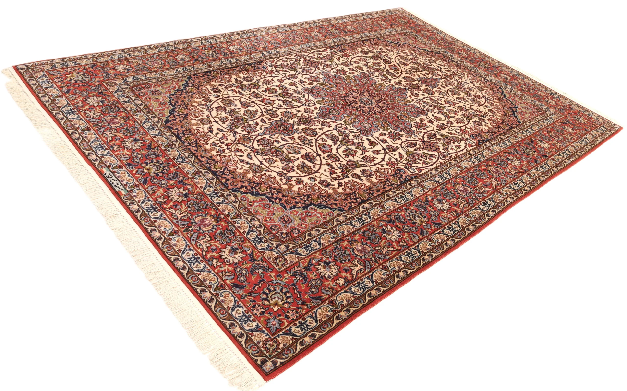 Hand-Knotted Isfahan Persian Rug, 298 × 198 cm, Wool & Silk - Image 12