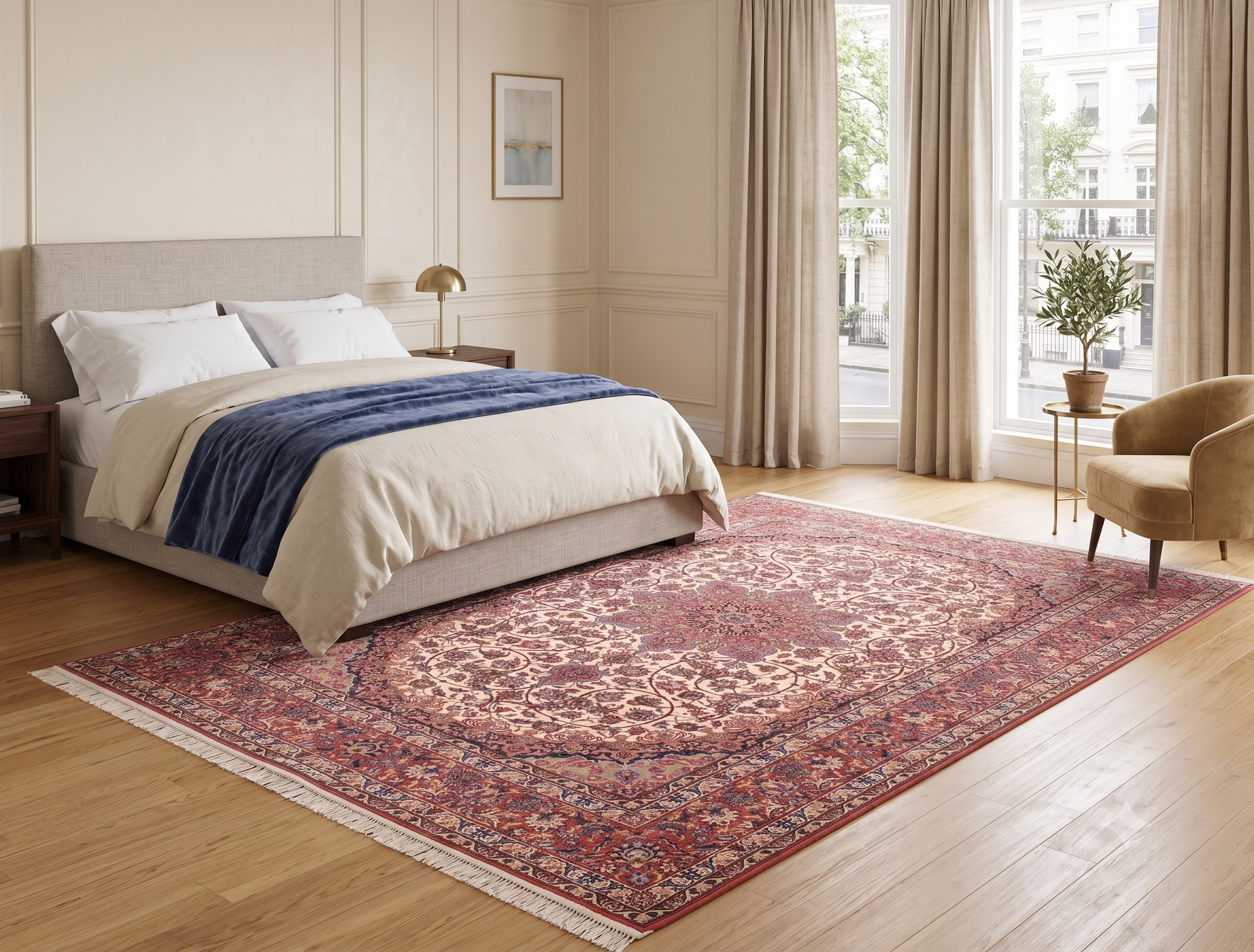 Hand-Knotted Isfahan Persian Rug, 298 × 198 cm, Wool & Silk - Image 17