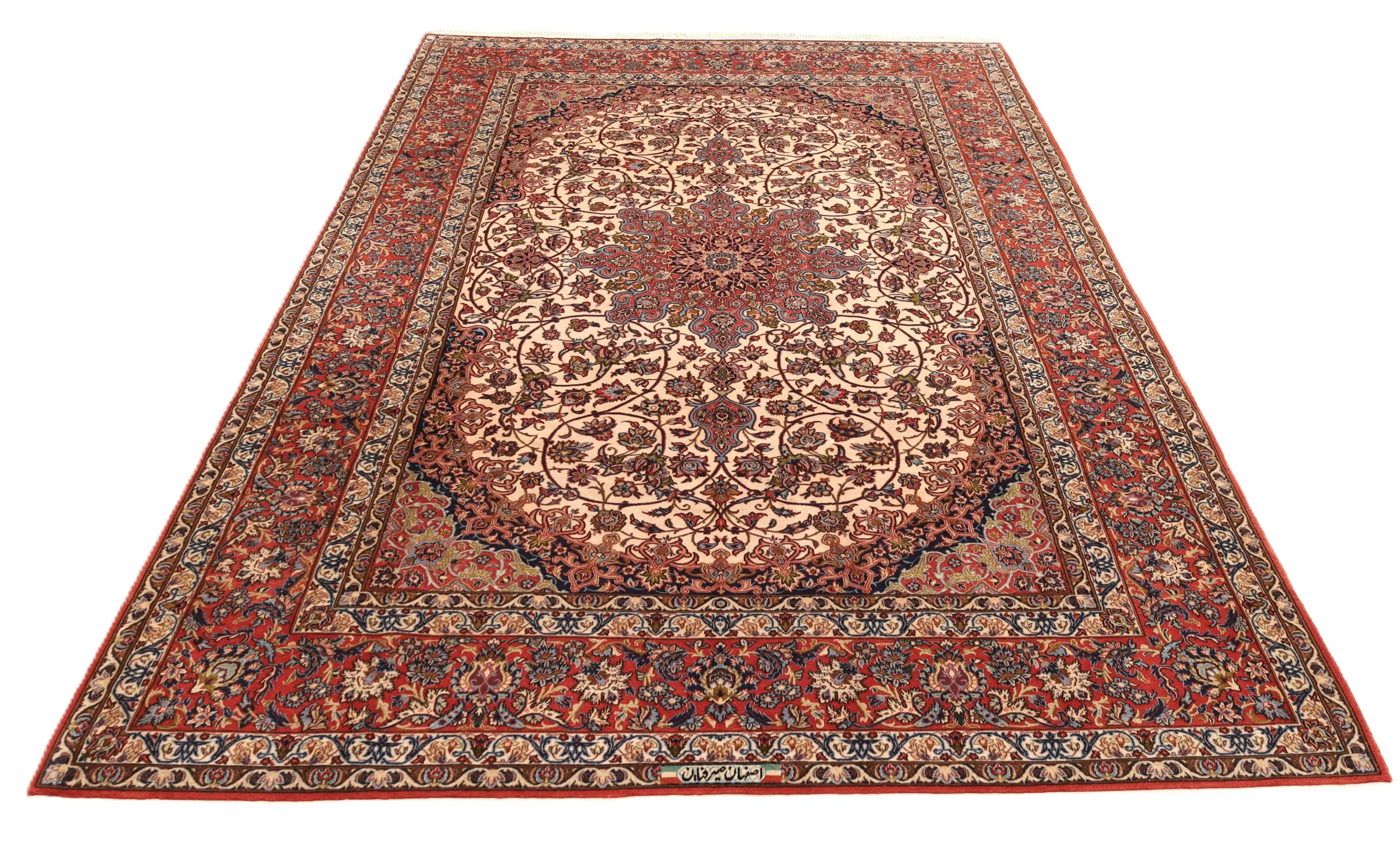 Hand-Knotted Isfahan Persian Rug, 298 × 198 cm, Wool & Silk - Image 18