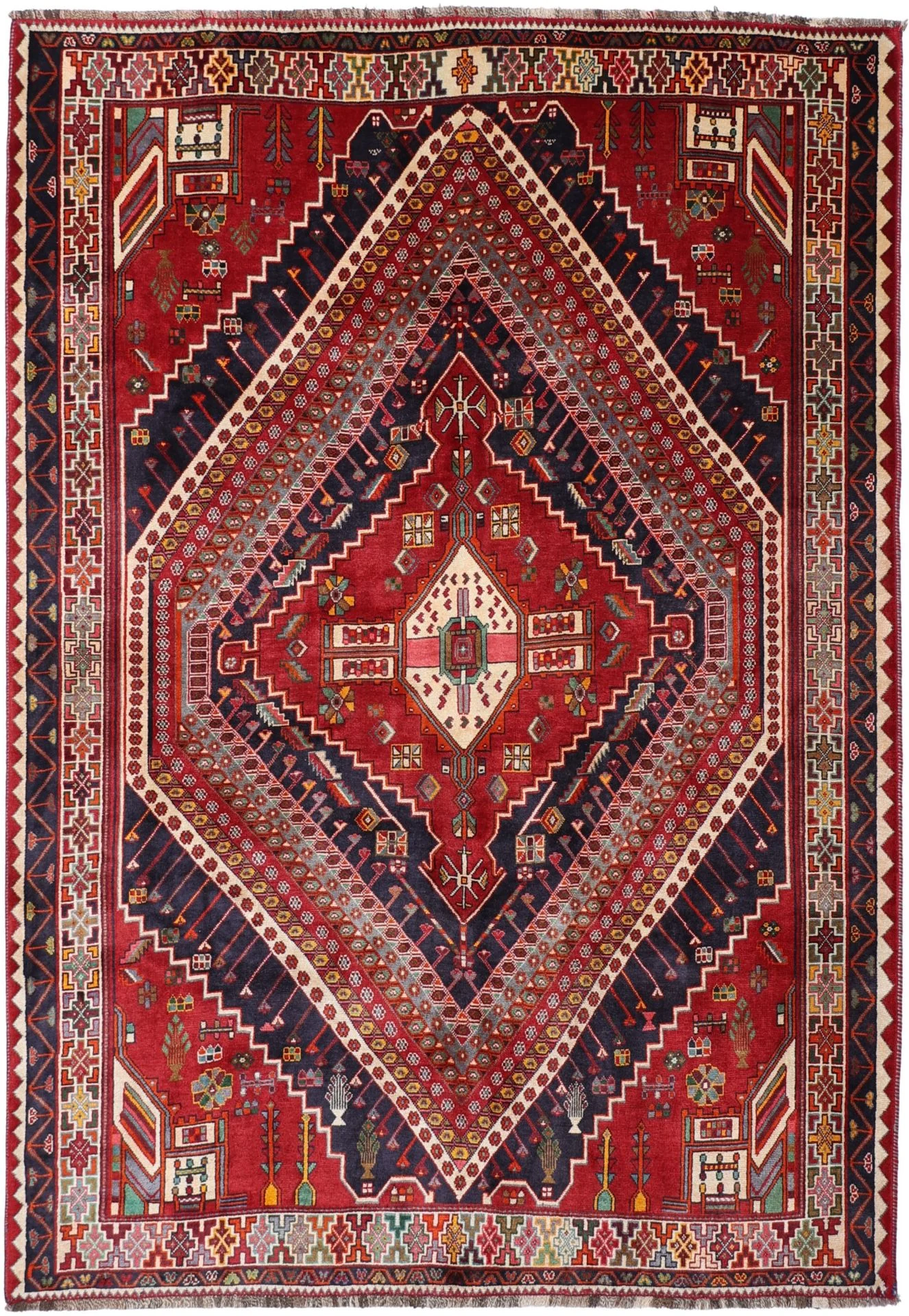Hand-Knotted Qashqai Persian Rug, 186 × 268 cm, Wool