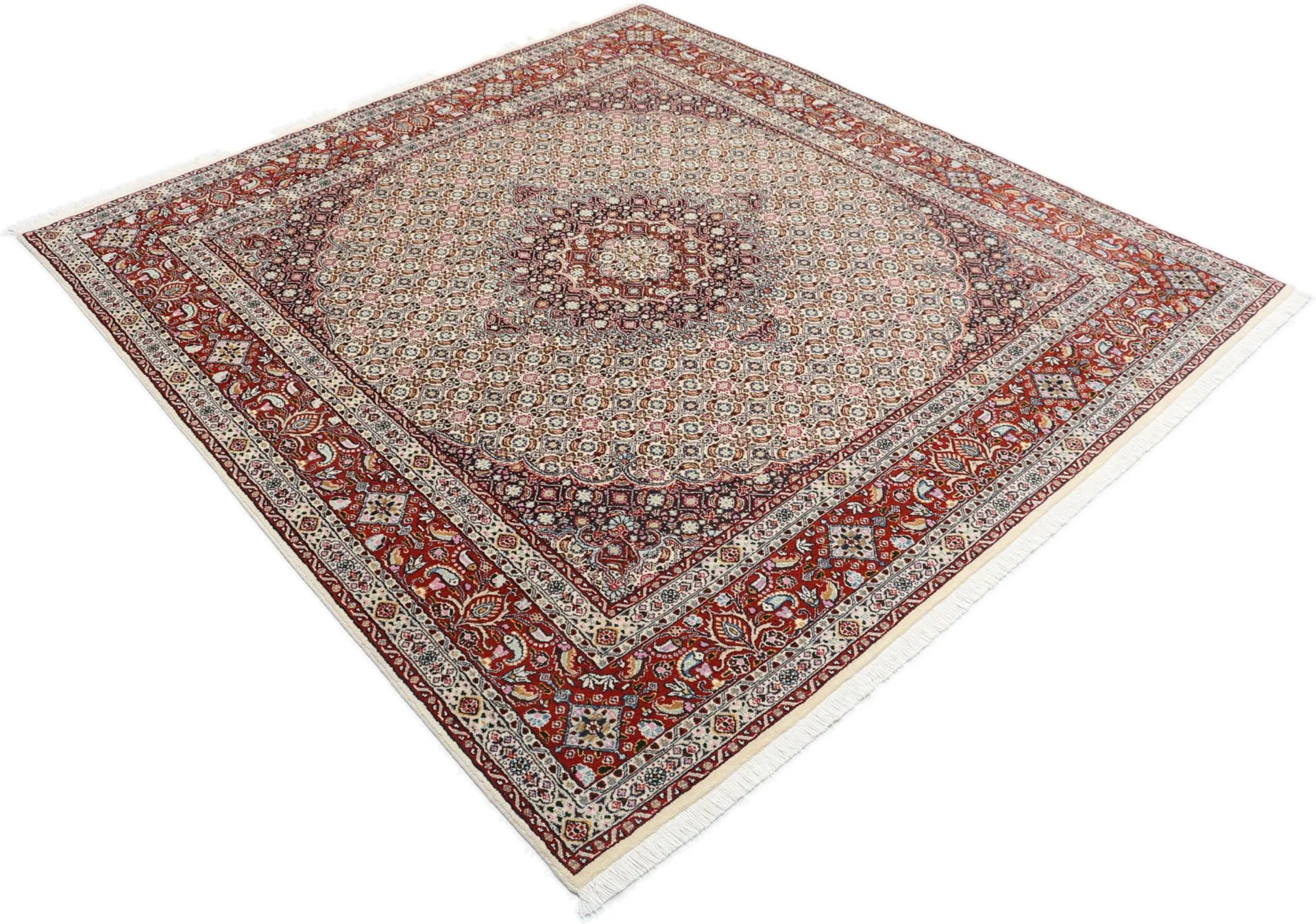 Hand-Knotted Moud Persian Rug, 195 × 207 cm, Wool - Image 4