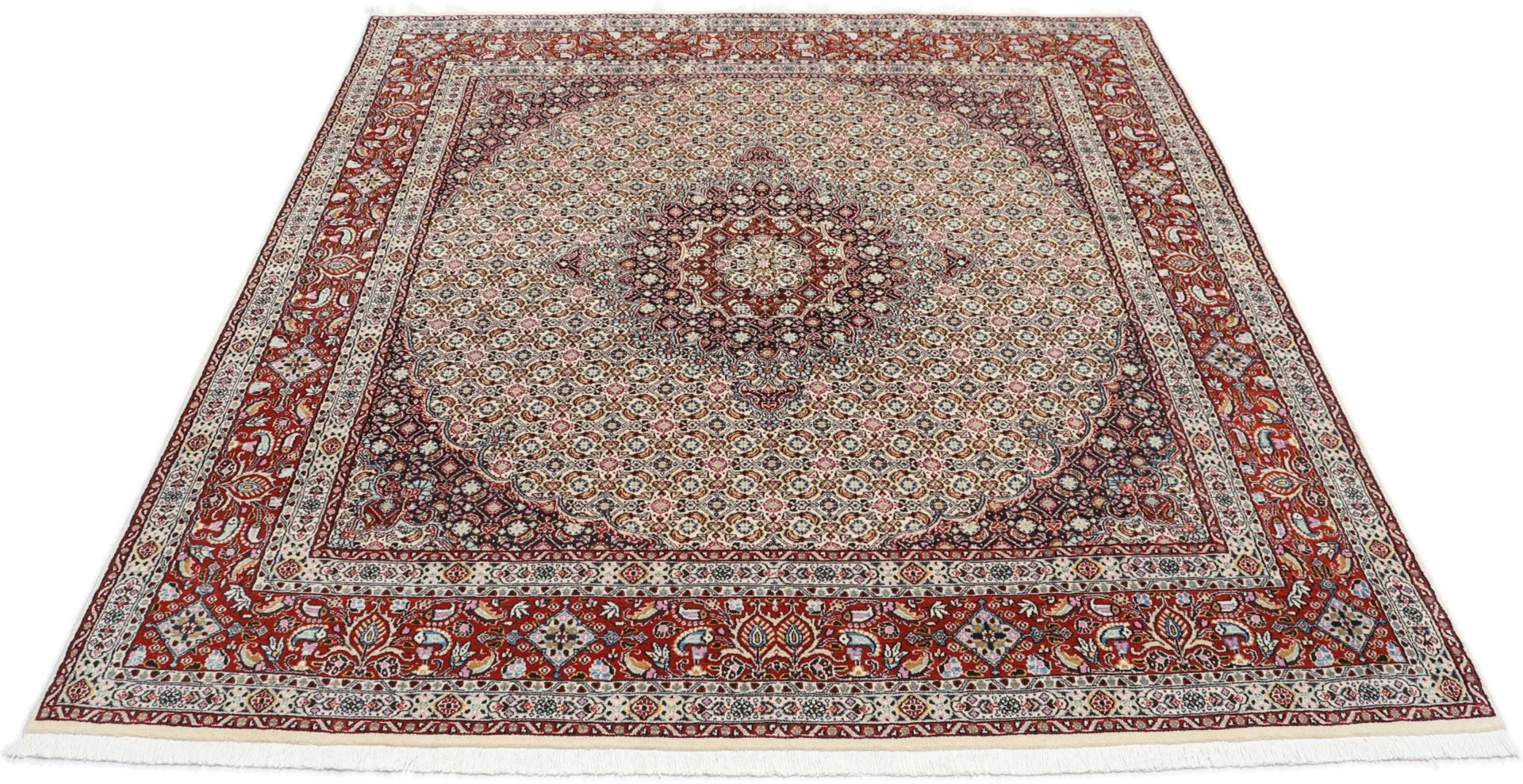 Hand-Knotted Moud Persian Rug, 195 × 207 cm, Wool - Image 8