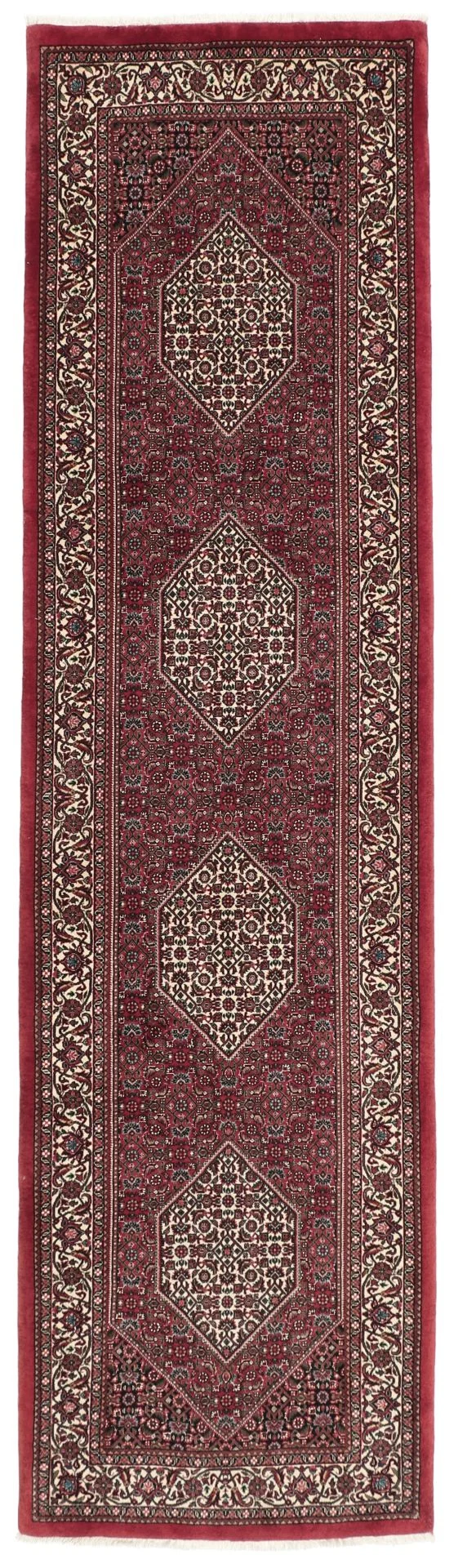Hand-Knotted Bijar Persian Rug, 80 × 302 cm, Wool & Silk