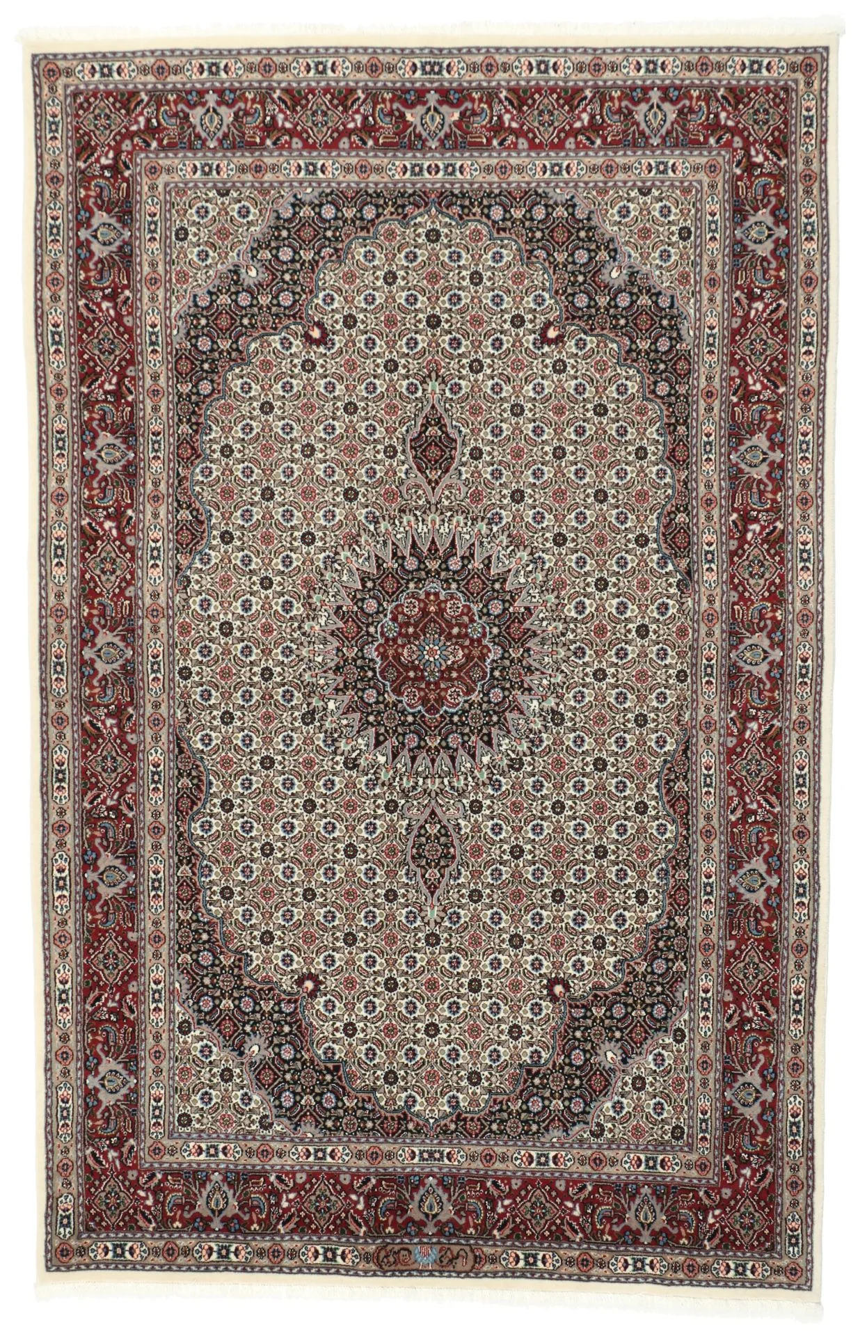 Wool & Silk Moud Persian Rug 142 × 220 cm, hand-knotted