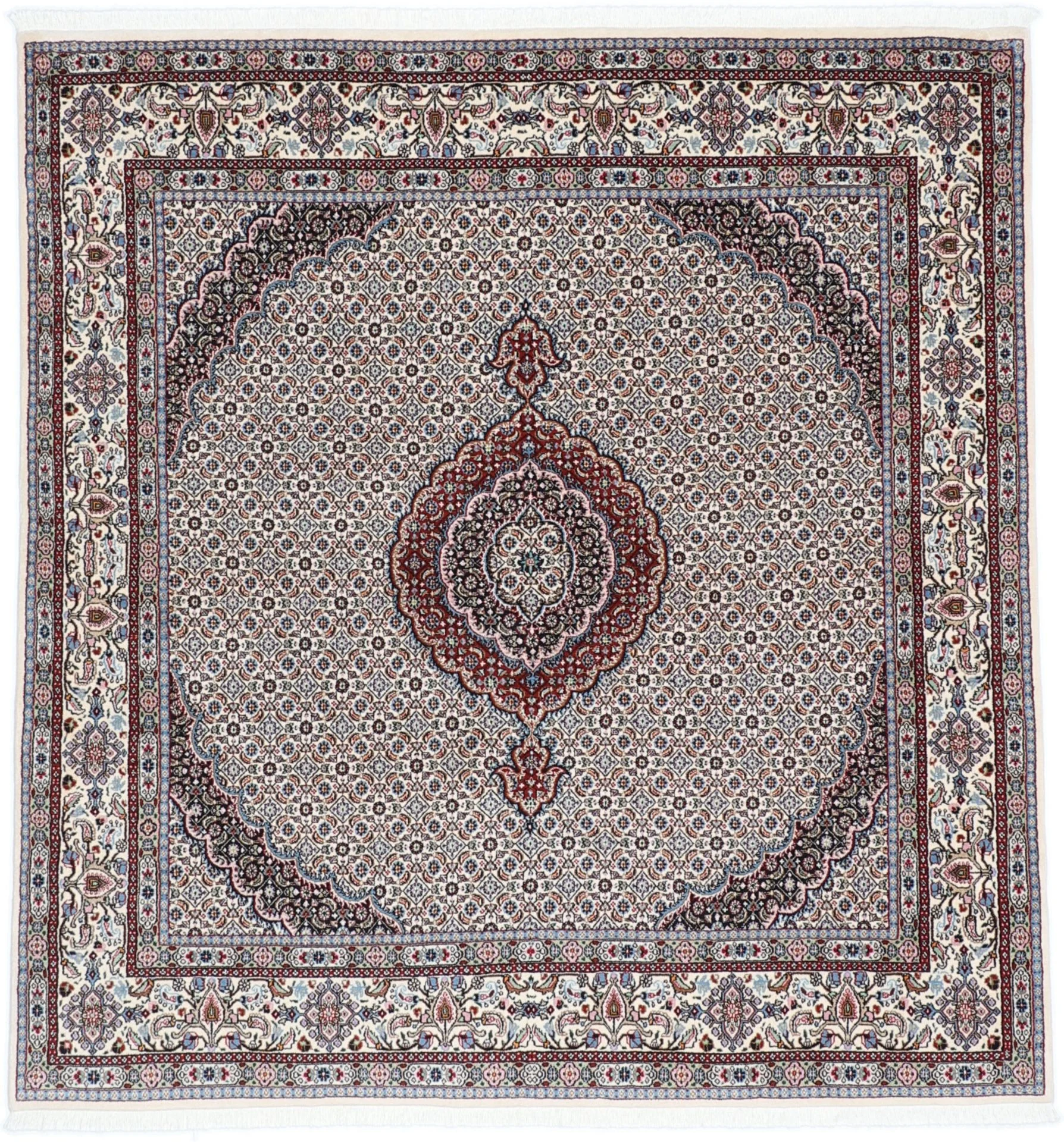 Hand-Knotted Moud Persian Rug, 197 × 205 cm, Wool