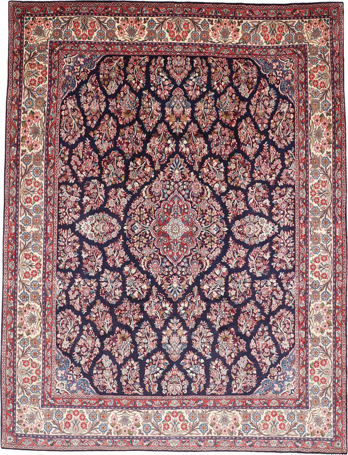Hand-Knotted Sarouk Persian Rug, 240 × 313 cm, Wool