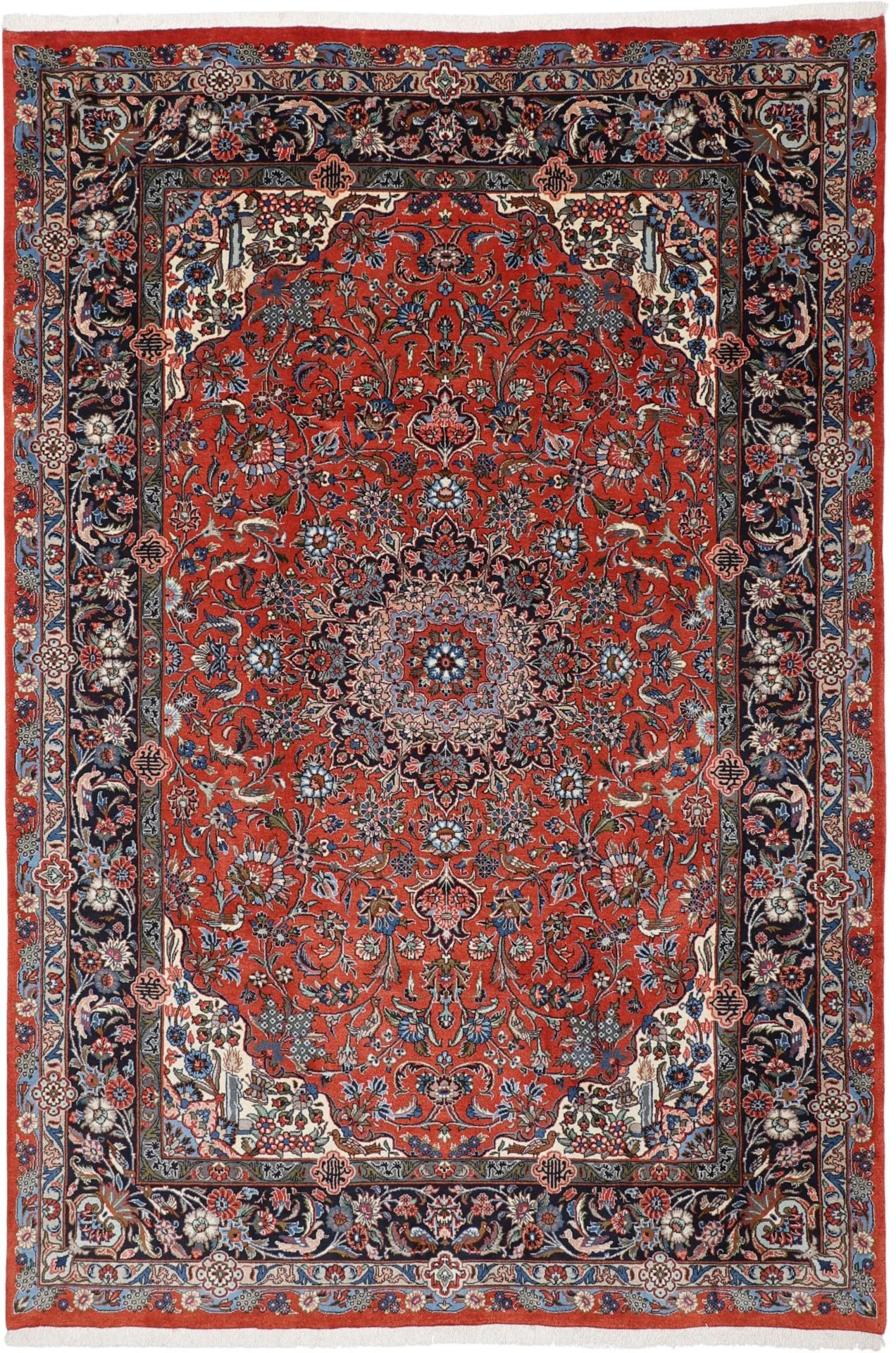 Hand-Knotted Sarouk Persian Rug, 202 × 298 cm, Wool