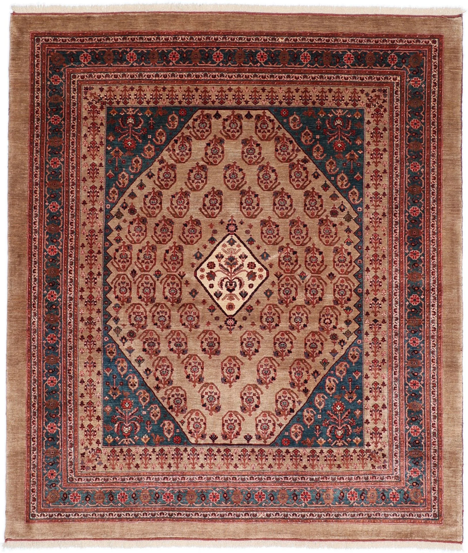 Hand-Knotted Qashqai Persian Rug, 209 × 241 cm, Wool