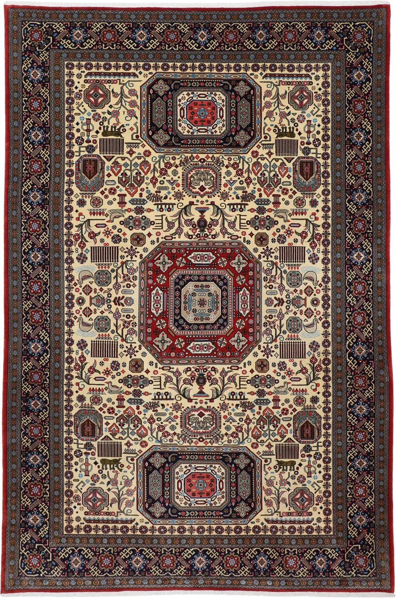 Wool Qom Persian Rug 195 × 295 cm, hand-knotted