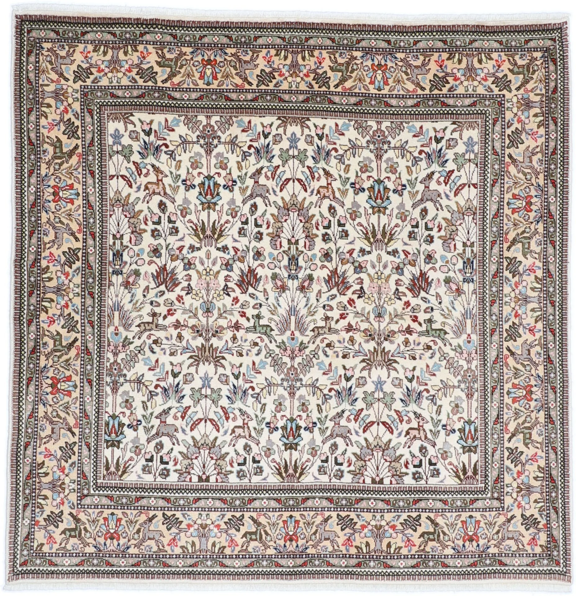 Hand-Knotted Tabriz Persian Rug, 205 × 205 cm, Wool