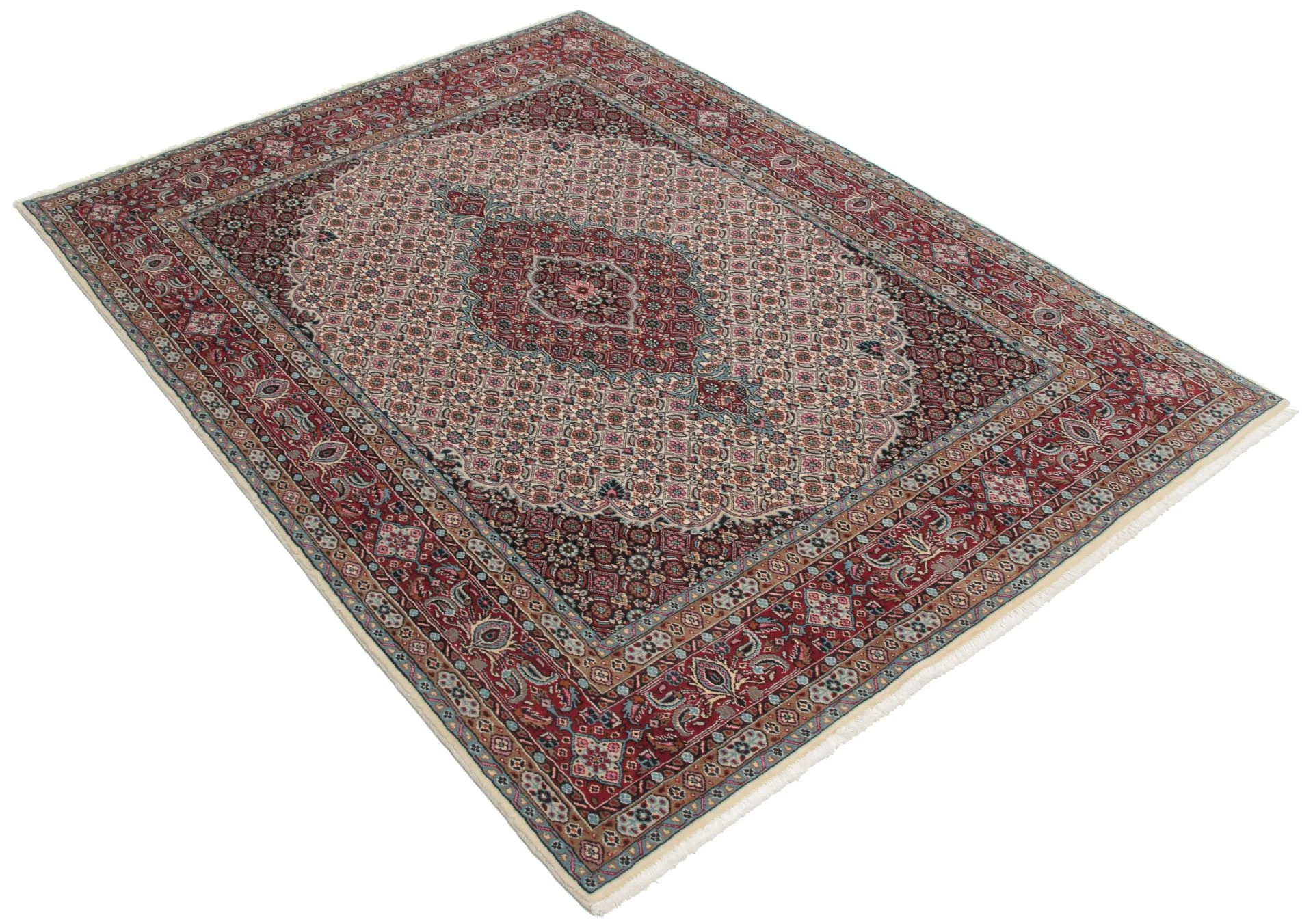 Alternative view of Wool & Silk Moud Persian Rug 145 × 200 cm, hand-knotted
