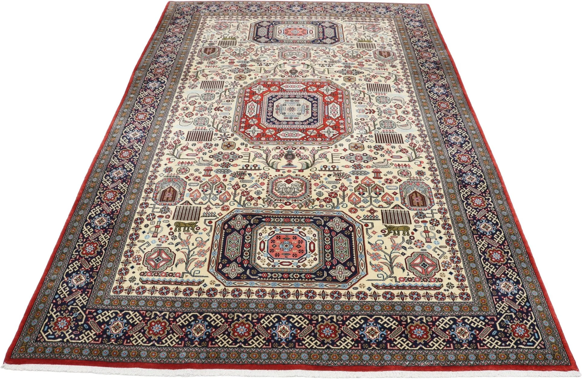 Alternative view of Wool Qom Persian Rug 195 × 295 cm, hand-knotted