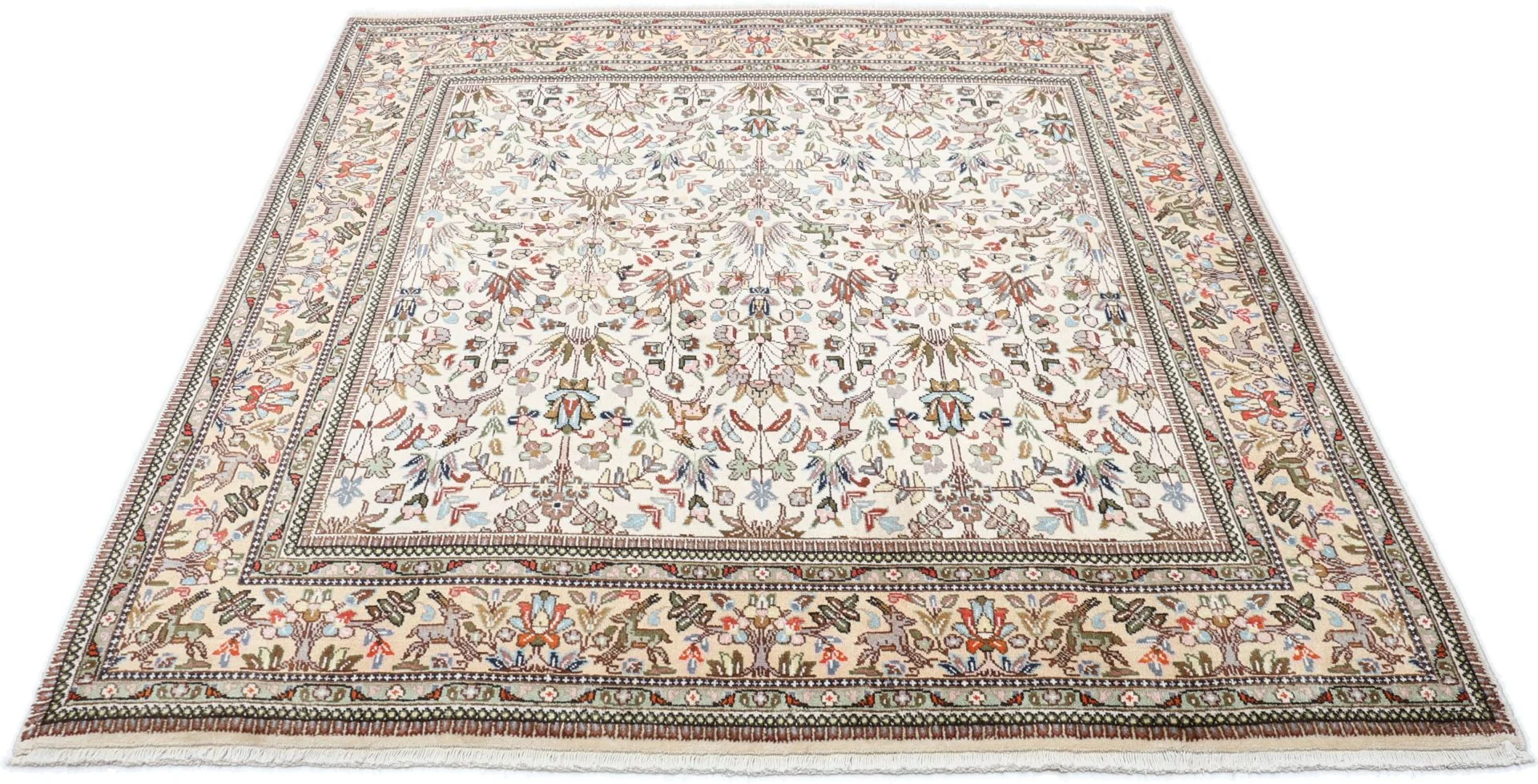 Alternative view of Hand-Knotted Tabriz Persian Rug, 205 × 205 cm, Wool