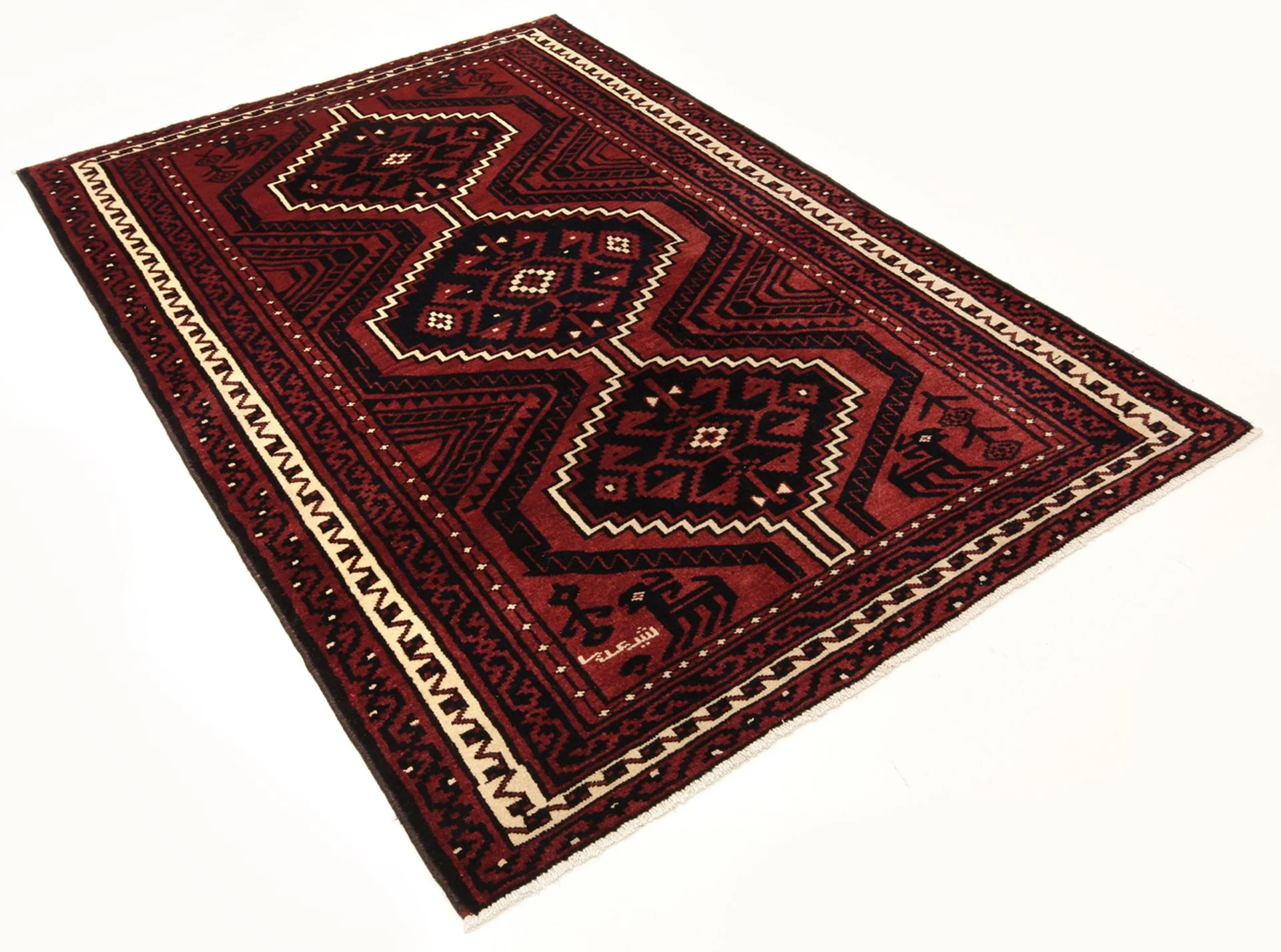 Alternative view of Hand-Knotted Qashqai Persian Rug, 180 × 270 cm, Wool