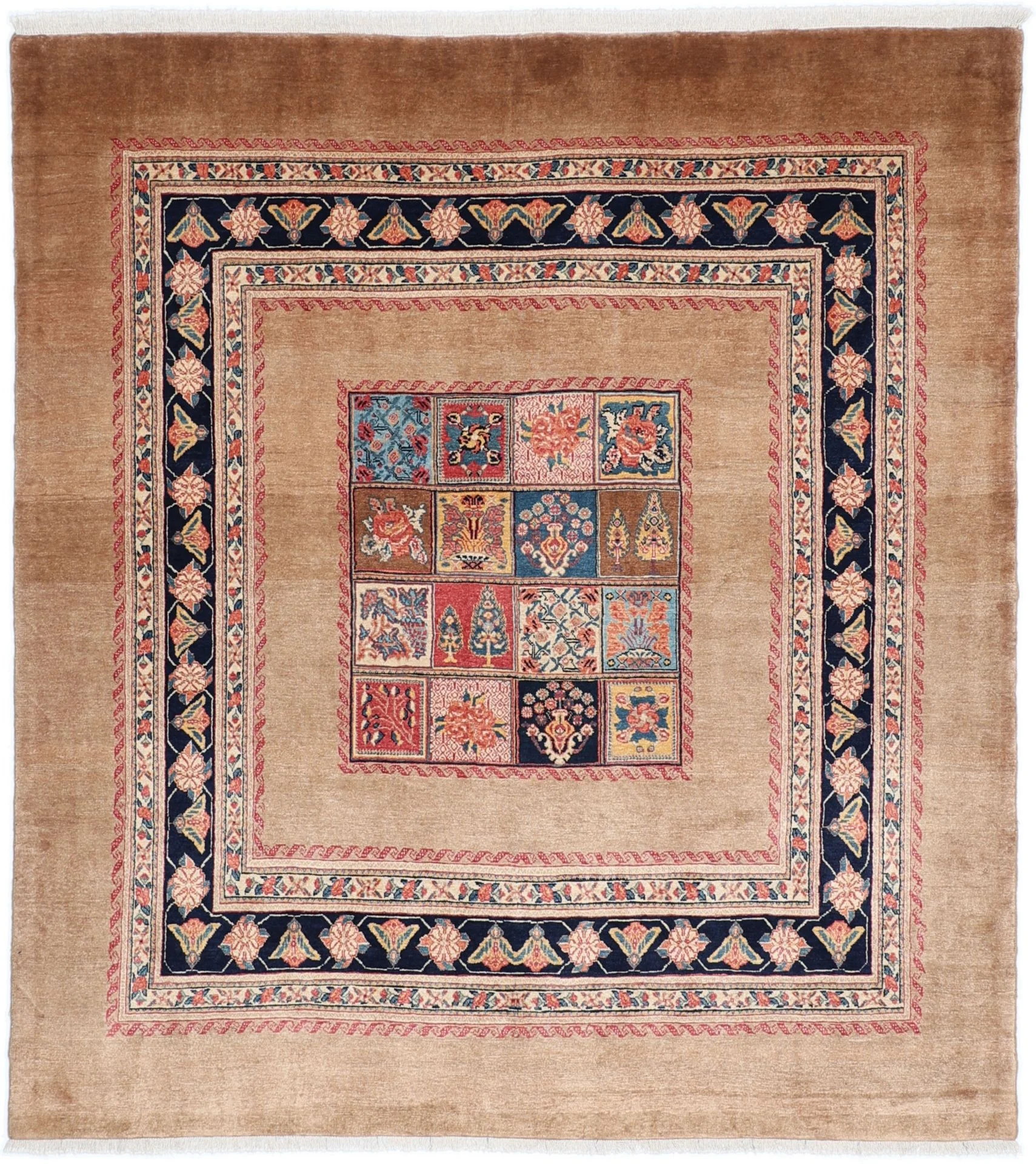 Hand-Knotted Sarouk Persian Rug, 198 × 209 cm, Wool