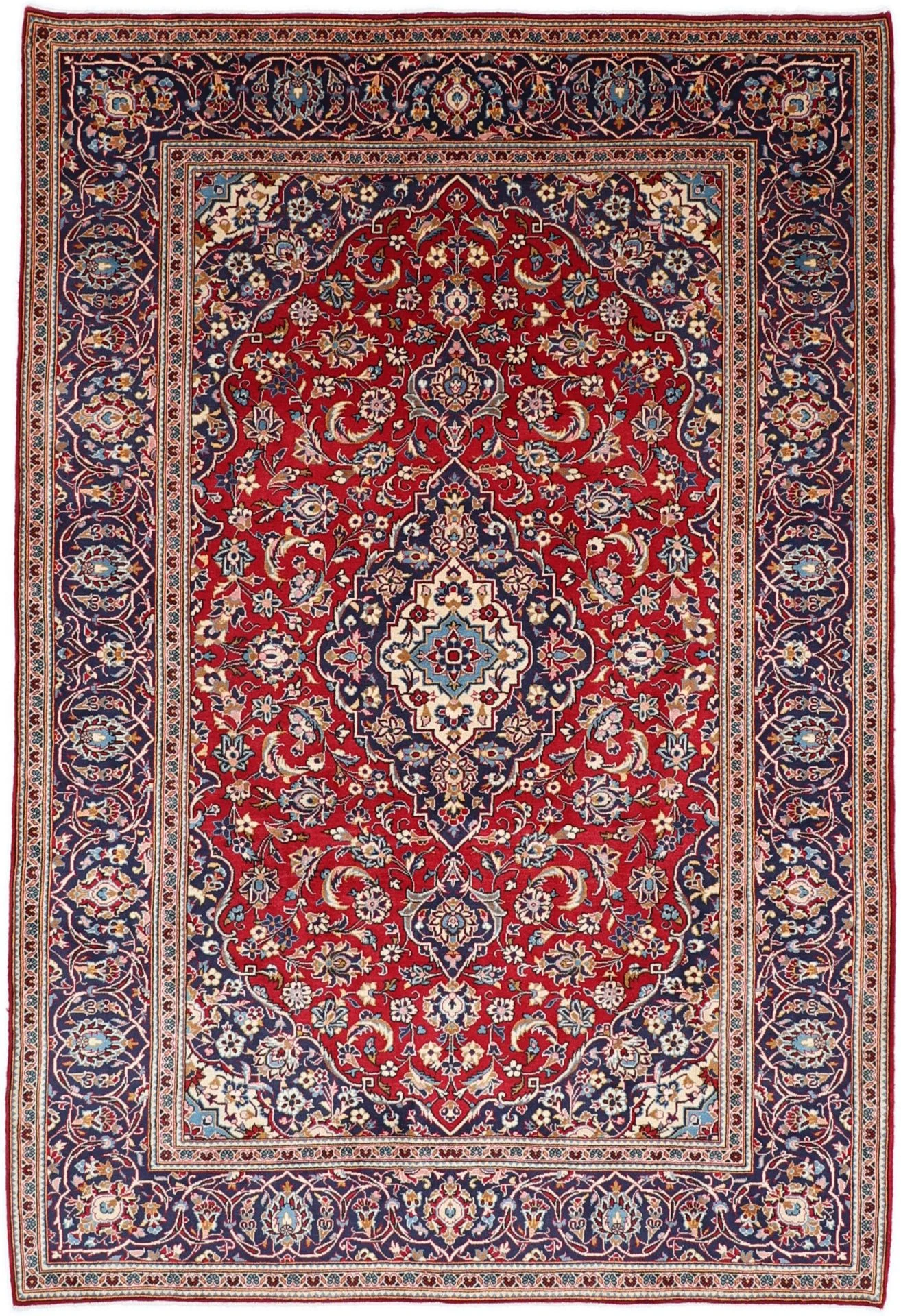 Kashan Persian Rug 198 × 293 cm in Wool, hand-knotted