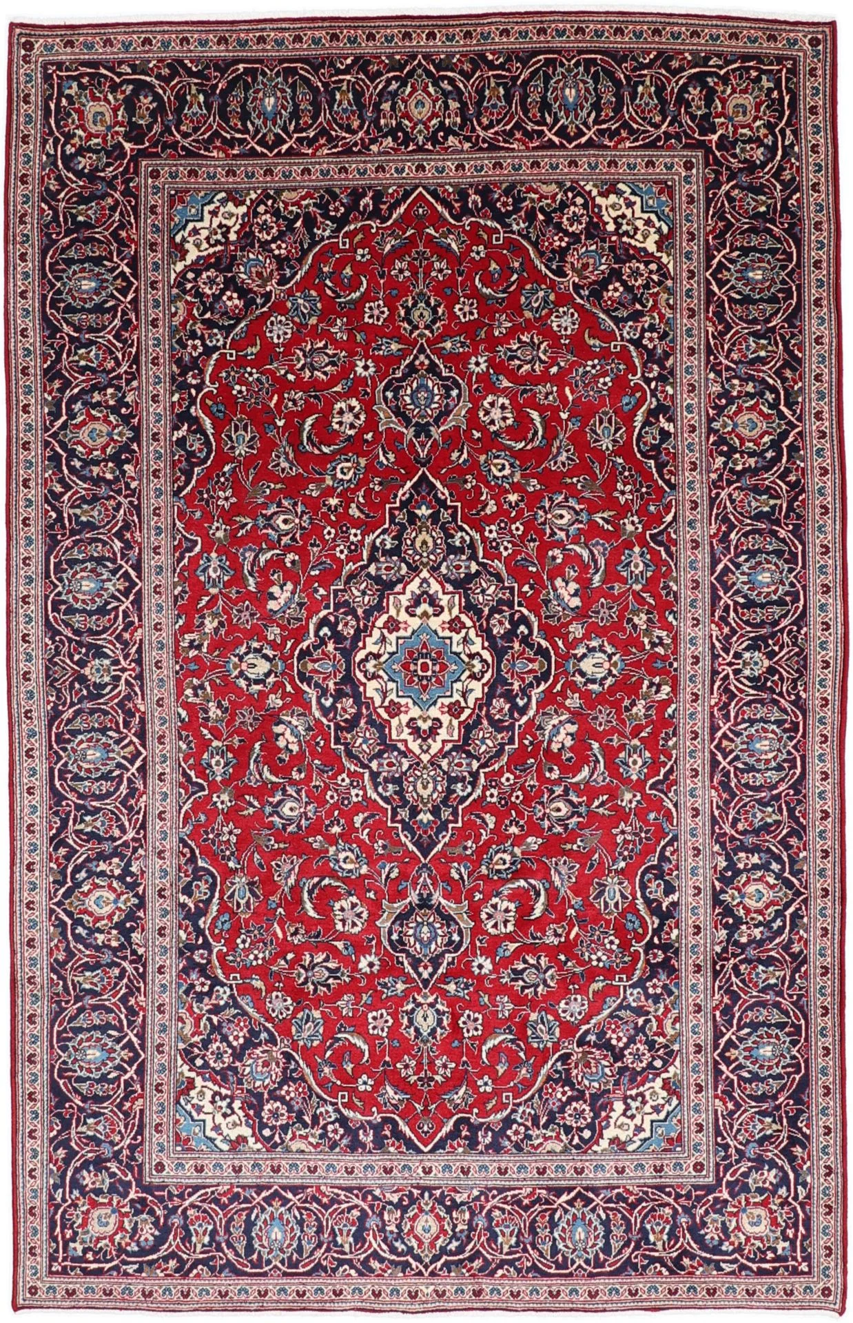Wool Kashan Persian Rug 195 × 300 cm, hand-knotted