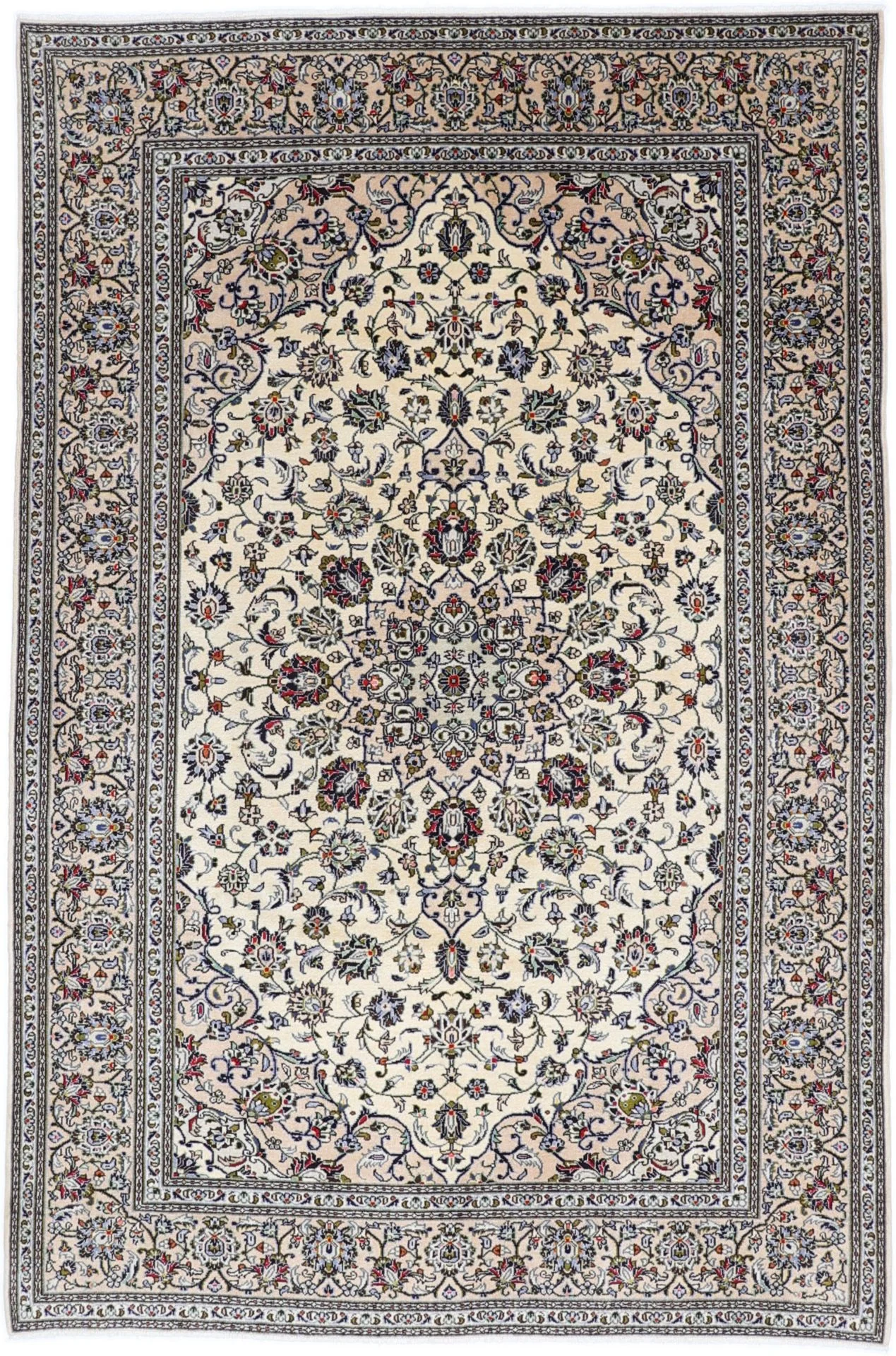 Hand-Knotted Kashan Persian Rug, 195 × 294 cm, Wool