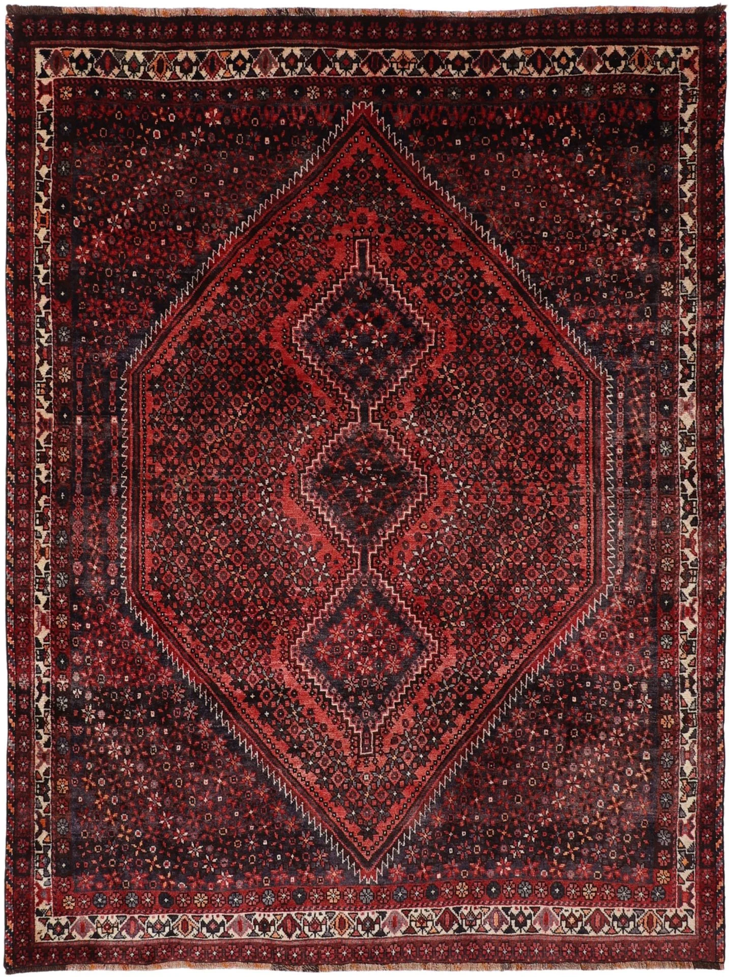 Wool Shiraz Persian Rug 210 × 276 cm, hand-knotted