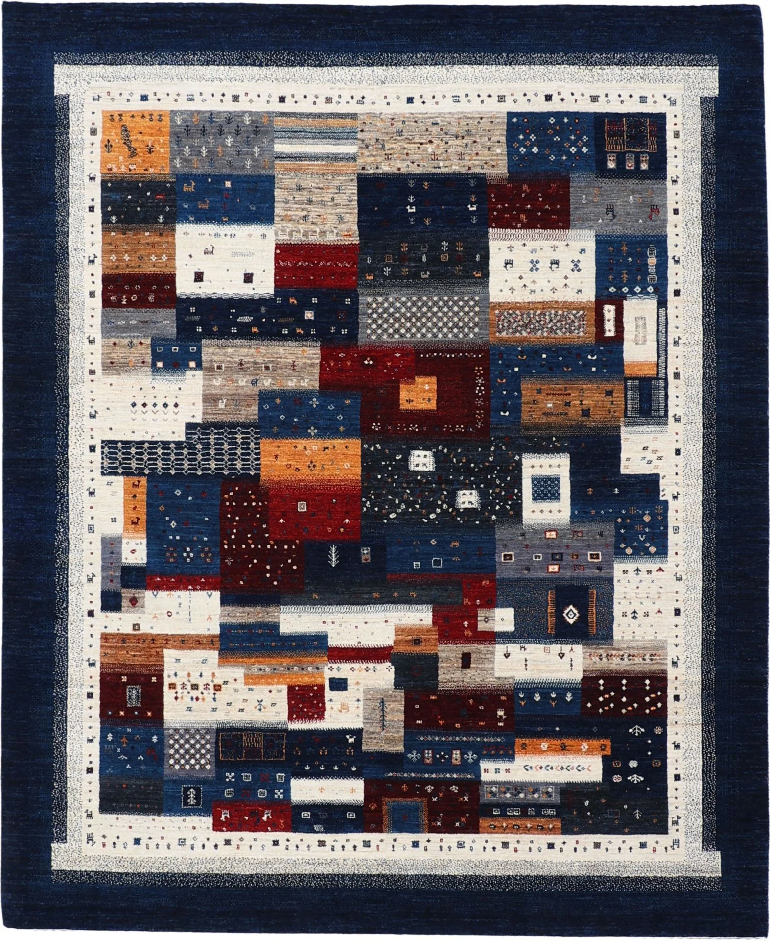 Hand-Knotted Loribaft Indian Rug, 209 × 253 cm, Wool