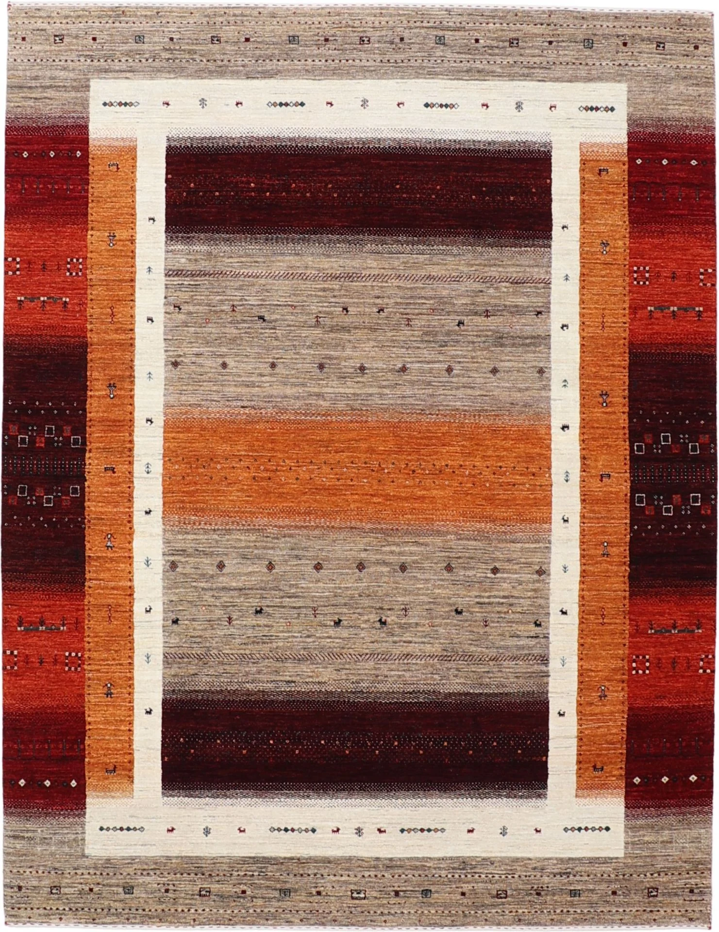 Hand-Knotted Loribaft Indian Rug, 201 × 260 cm, Wool