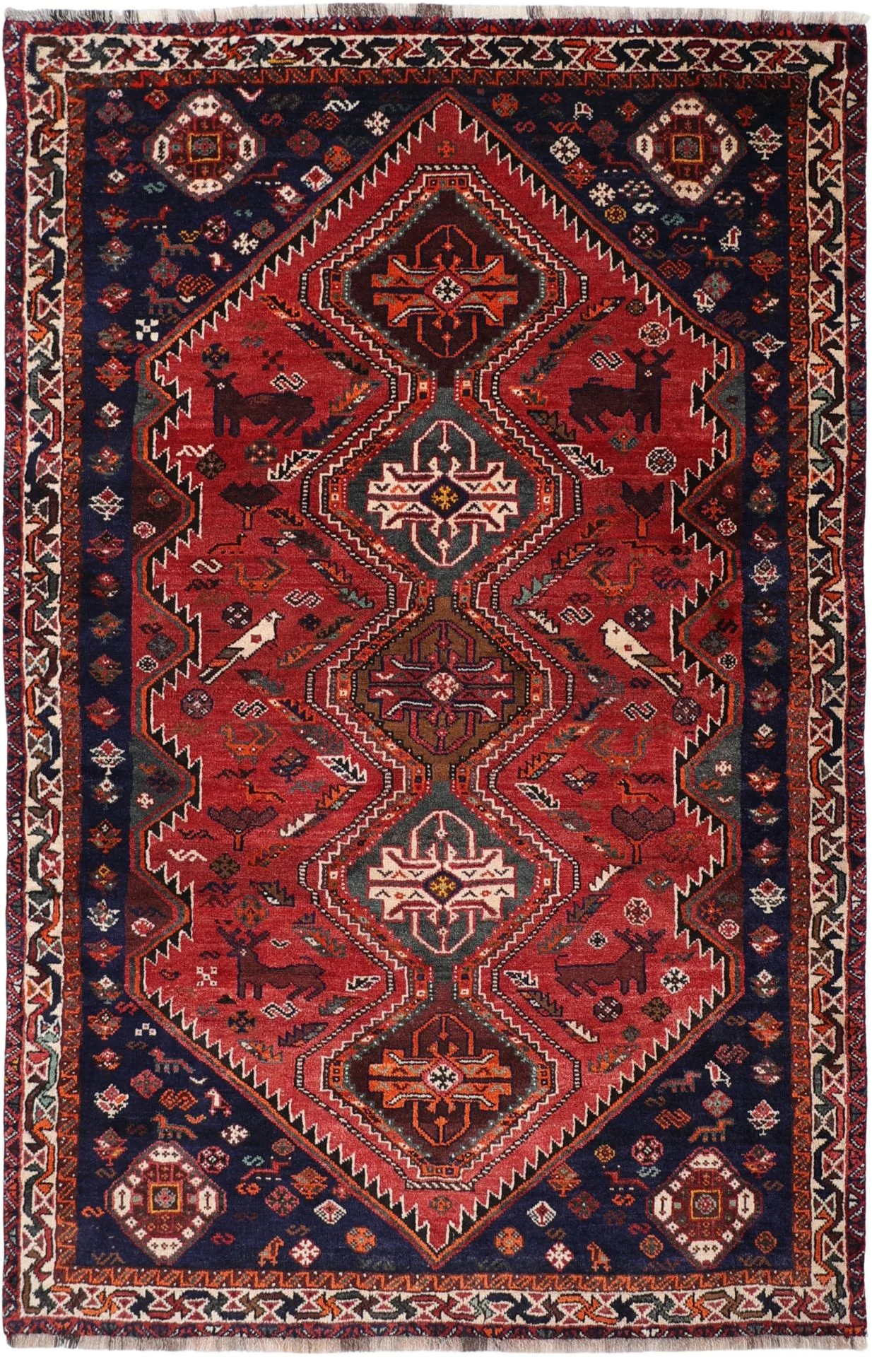 Hand-Knotted Shiraz Persian Rug, 173 × 273 cm, Wool