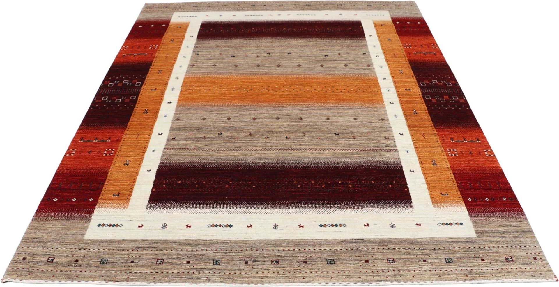 Alternative view of Hand-Knotted Loribaft Indian Rug, 201 × 260 cm, Wool