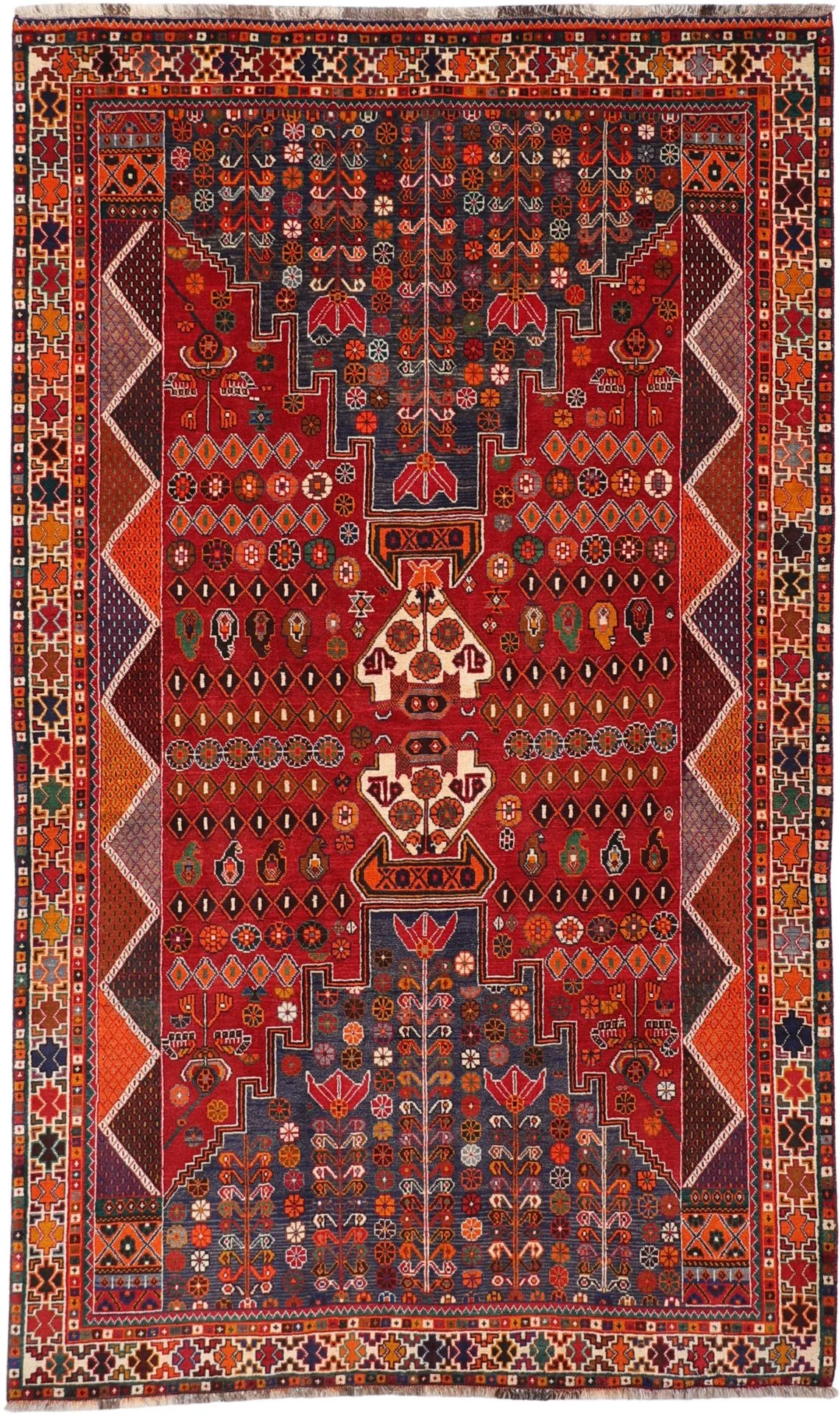 Hand-Knotted Shiraz Persian Rug, 162 × 270 cm, Wool