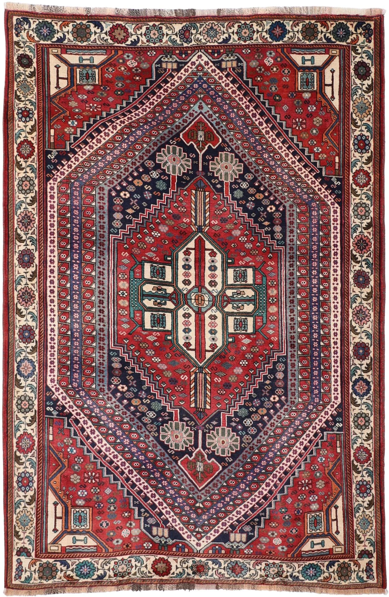 Hand-Knotted Shiraz Persian Rug, 170 × 253 cm, Wool