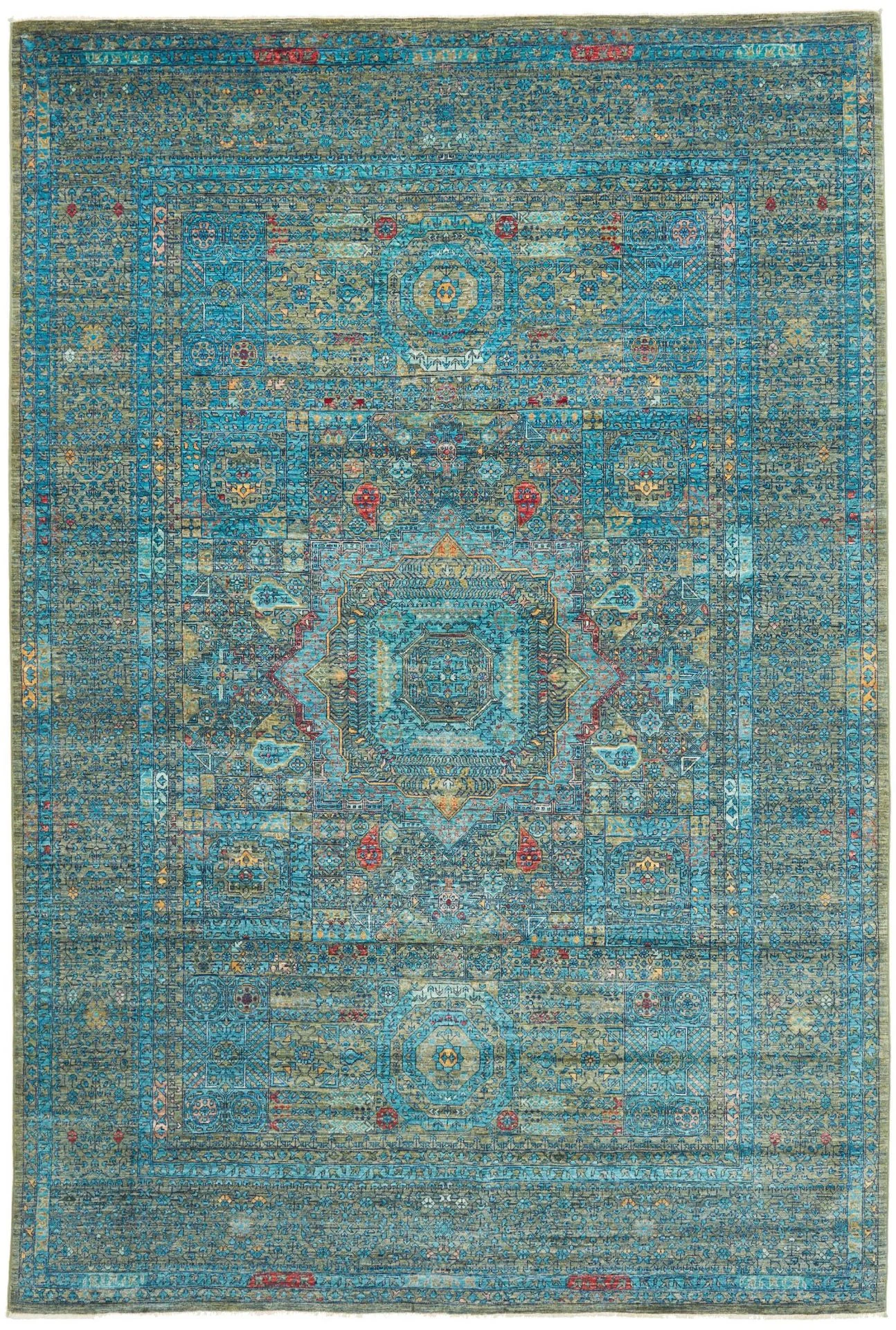 Hand-Knotted Mamluk Pakistani Rug, 202 × 303 cm, Wool
