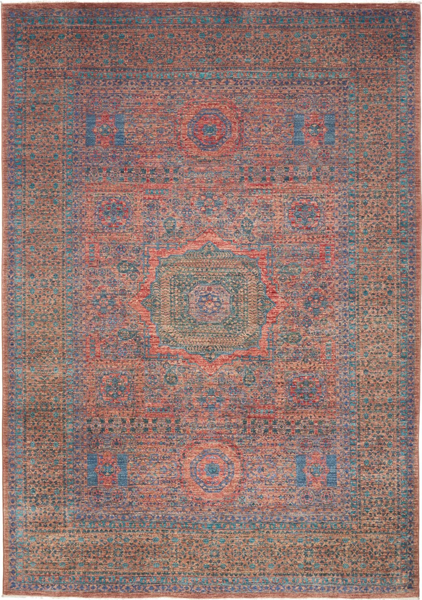 Wool Mamluk Pakistani Rug 211 × 300 cm, hand-knotted