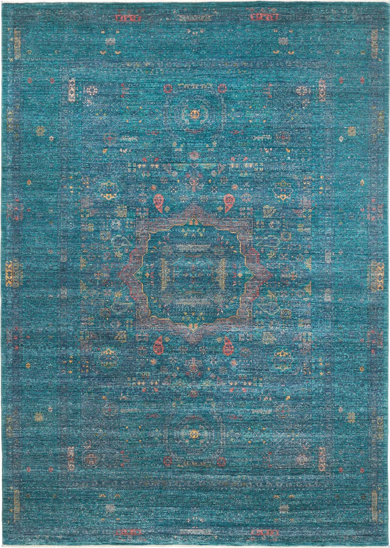 Wool Mamluk Pakistani Rug 211 × 293 cm, hand-knotted