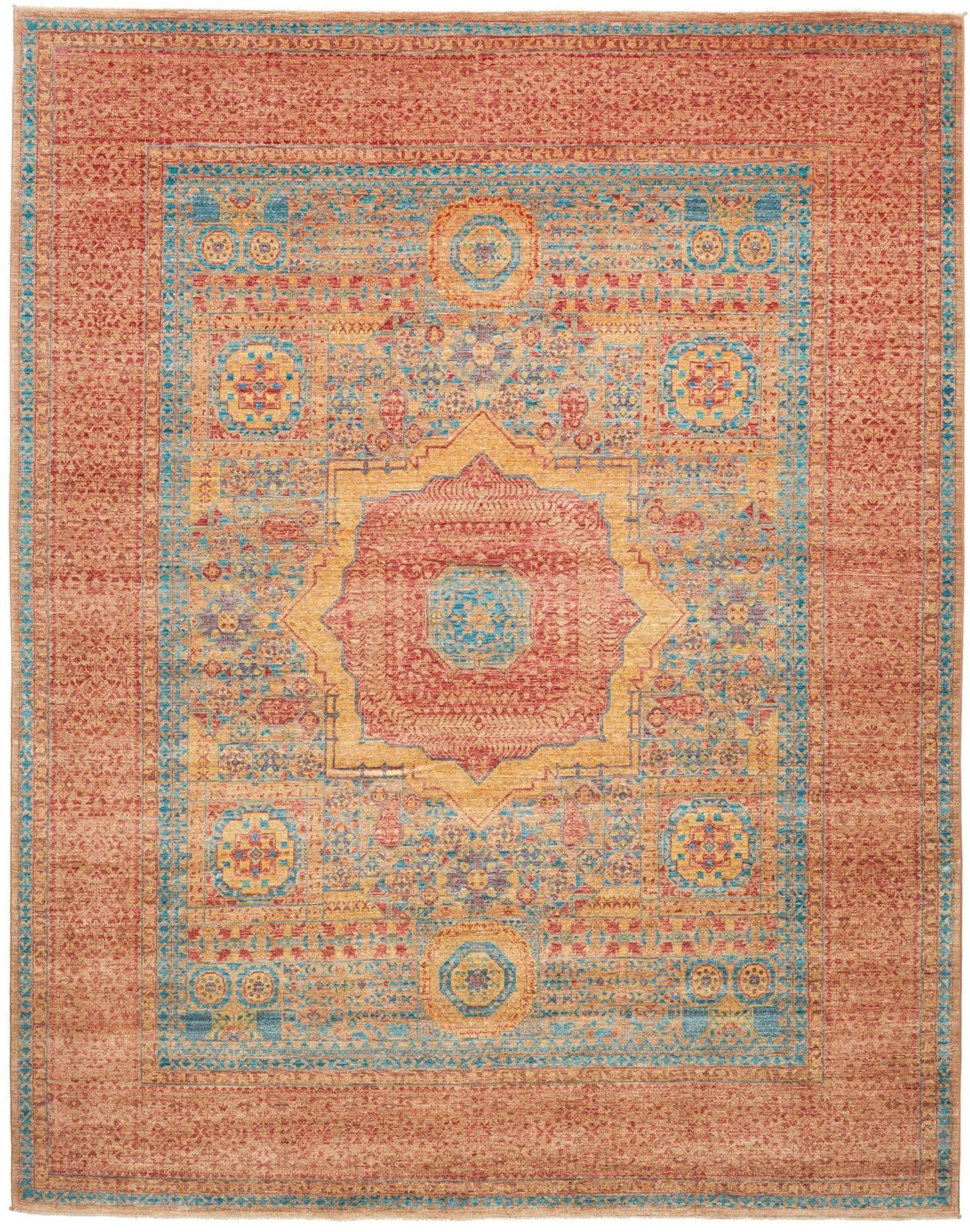 Wool Mamluk Pakistani Rug 250 × 309 cm, hand-knotted