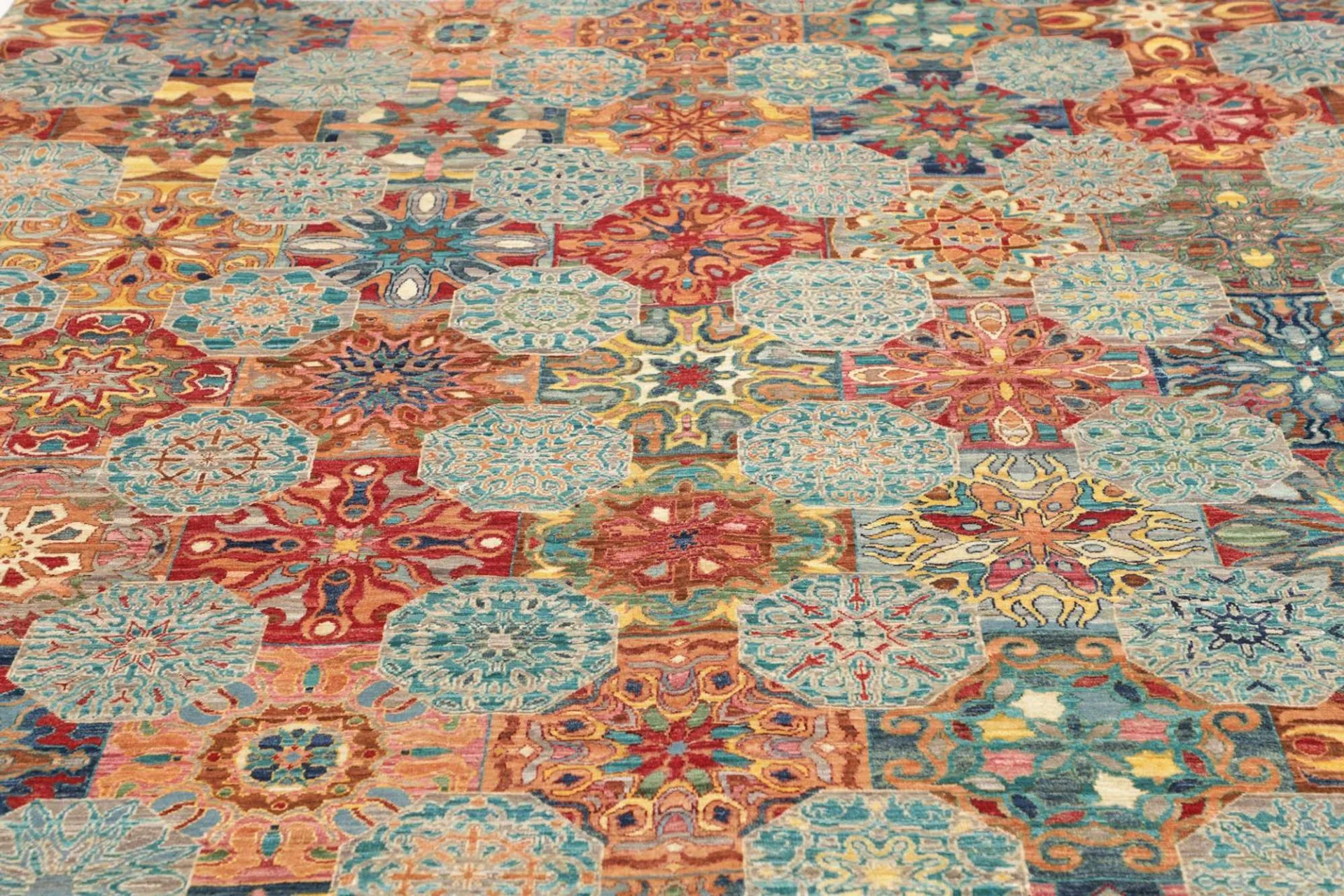 Hand-Knotted Samarkand Pakistani Rug, 205 × 293 cm, Wool - Image 8