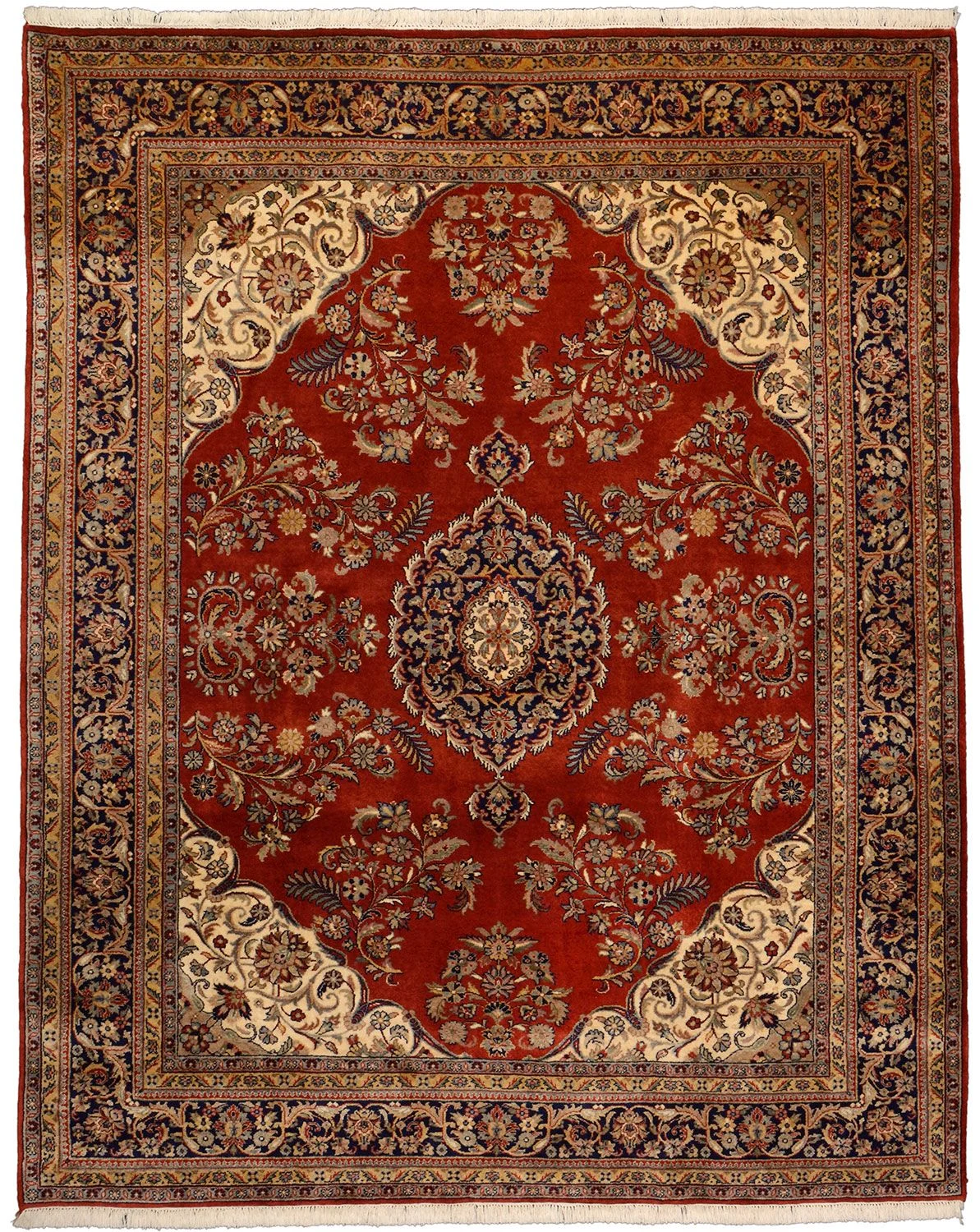 Sarouk Indian Rug 196 × 244 cm in Wool, hand-knotted