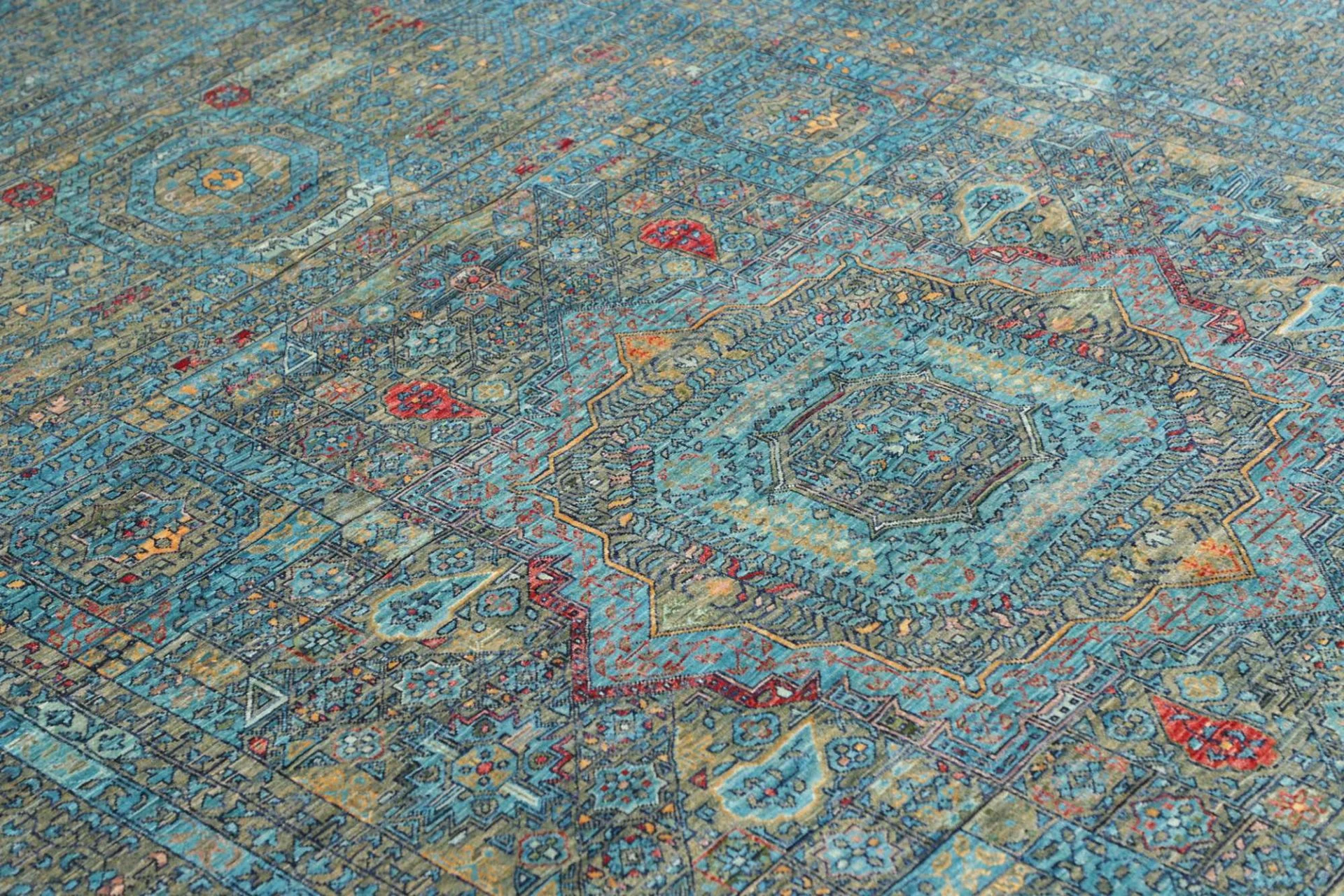 Hand-Knotted Mamluk Pakistani Rug, 202 × 303 cm, Wool - Image 7