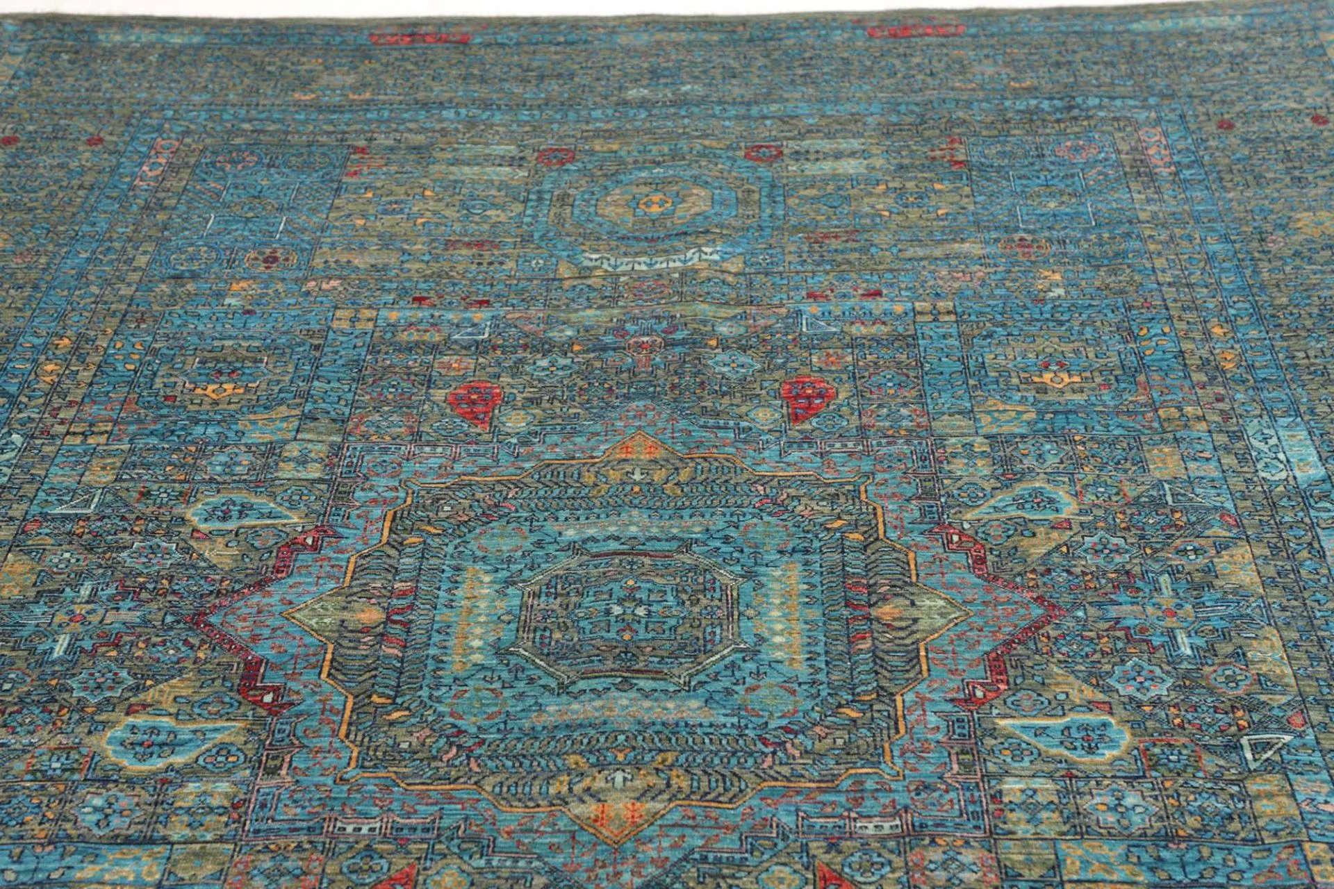 Hand-Knotted Mamluk Pakistani Rug, 202 × 303 cm, Wool - Image 8