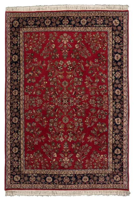 Wool Sarouk Indian Rug 212 × 305 cm, hand-knotted