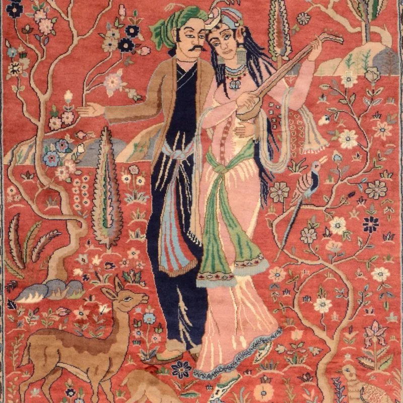 Qom Pakistani Rug 125 × 180 cm in Wool & Silk, hand-knotted - Image 4