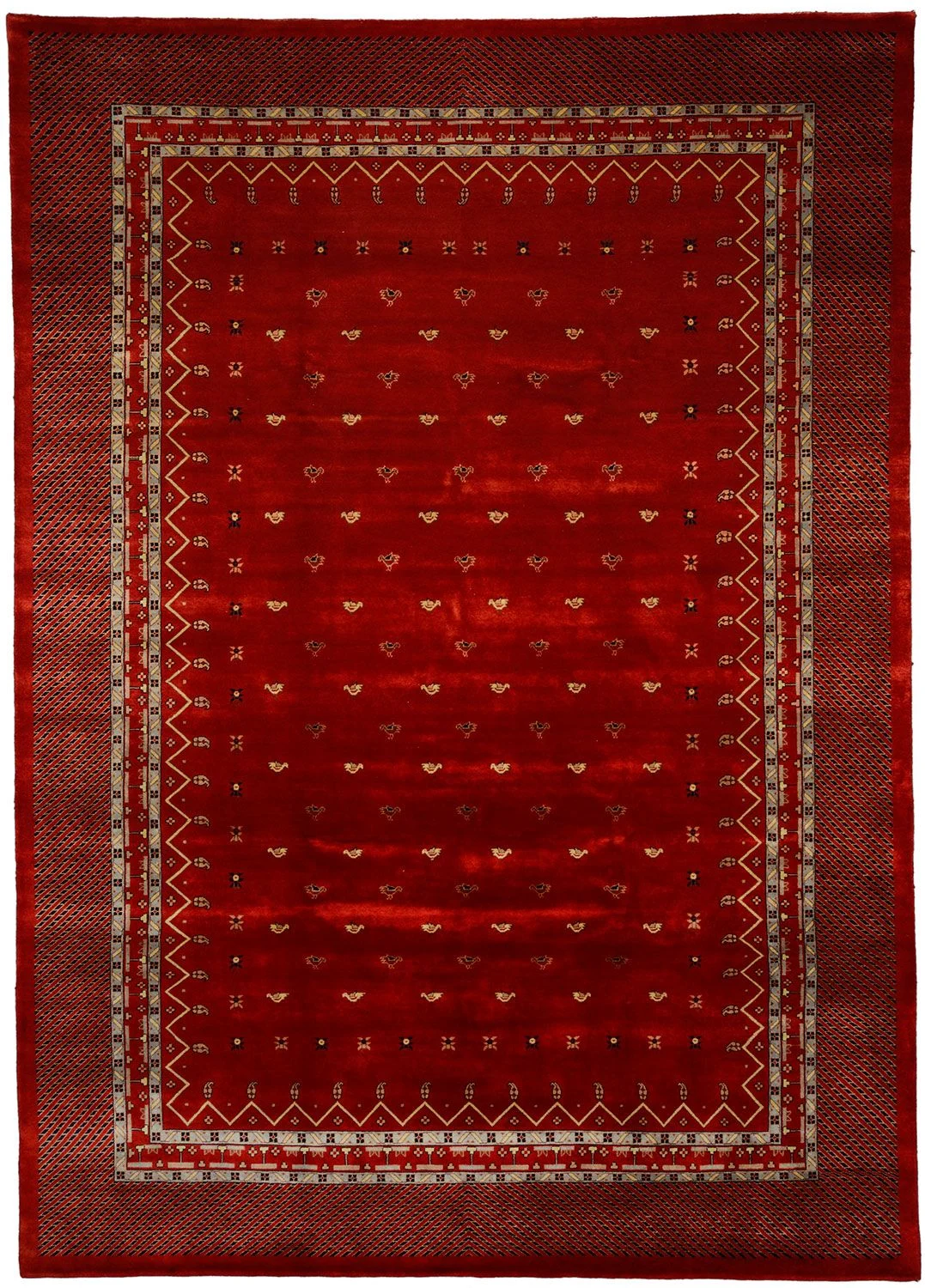 Hand-Knotted Loribaft Indian Rug, 249 × 347 cm, Wool