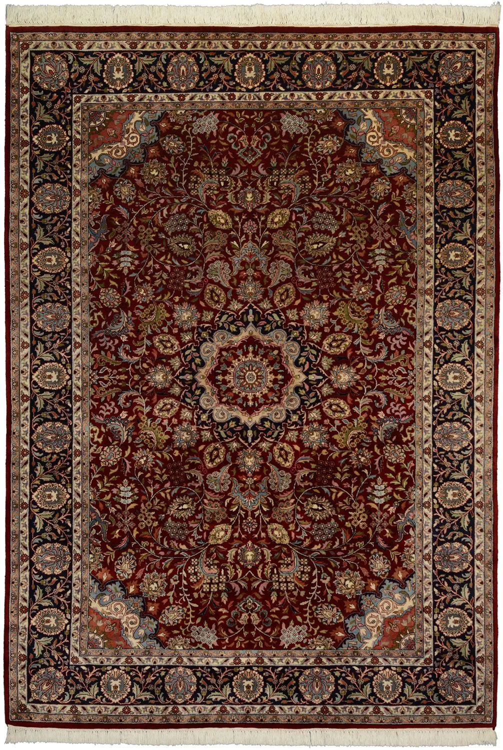 Hand-Knotted Isfahan Indian Rug, 195 × 277 cm, Wool