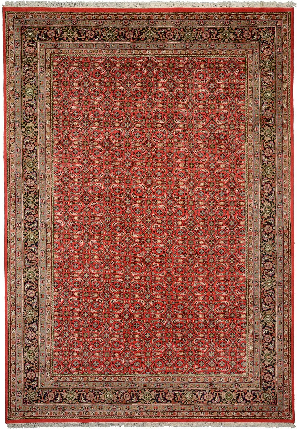 Hand-Knotted Bijar Indian Rug, 208 × 300 cm, Wool