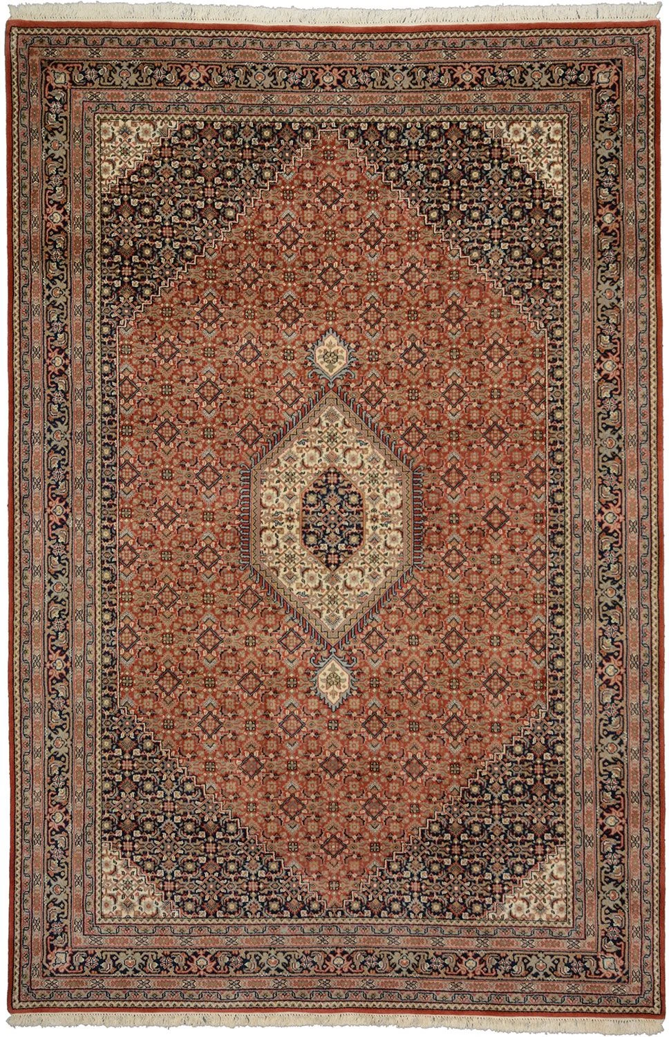 Hand-Knotted Bijar Indian Rug, 200 × 300 cm, Wool