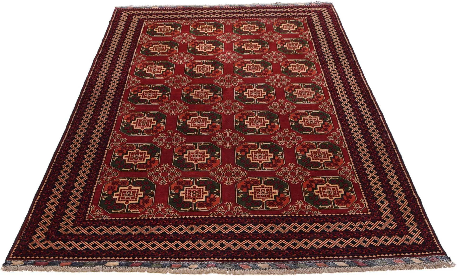 Alternative view of Wool Turkmen Afghan Rug 198 × 288 cm, hand-knotted