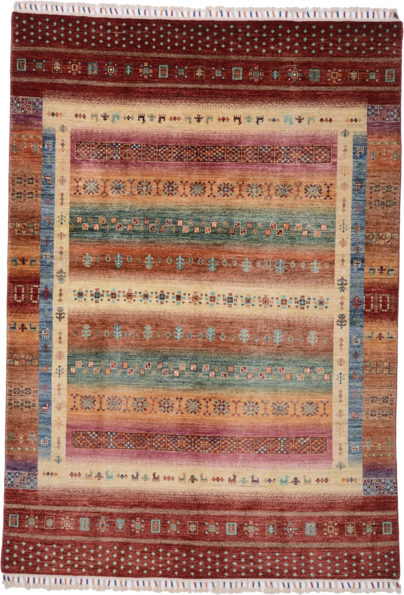 Hand-Knotted Samarkand Afghan Rug, 171 × 244 cm, Wool